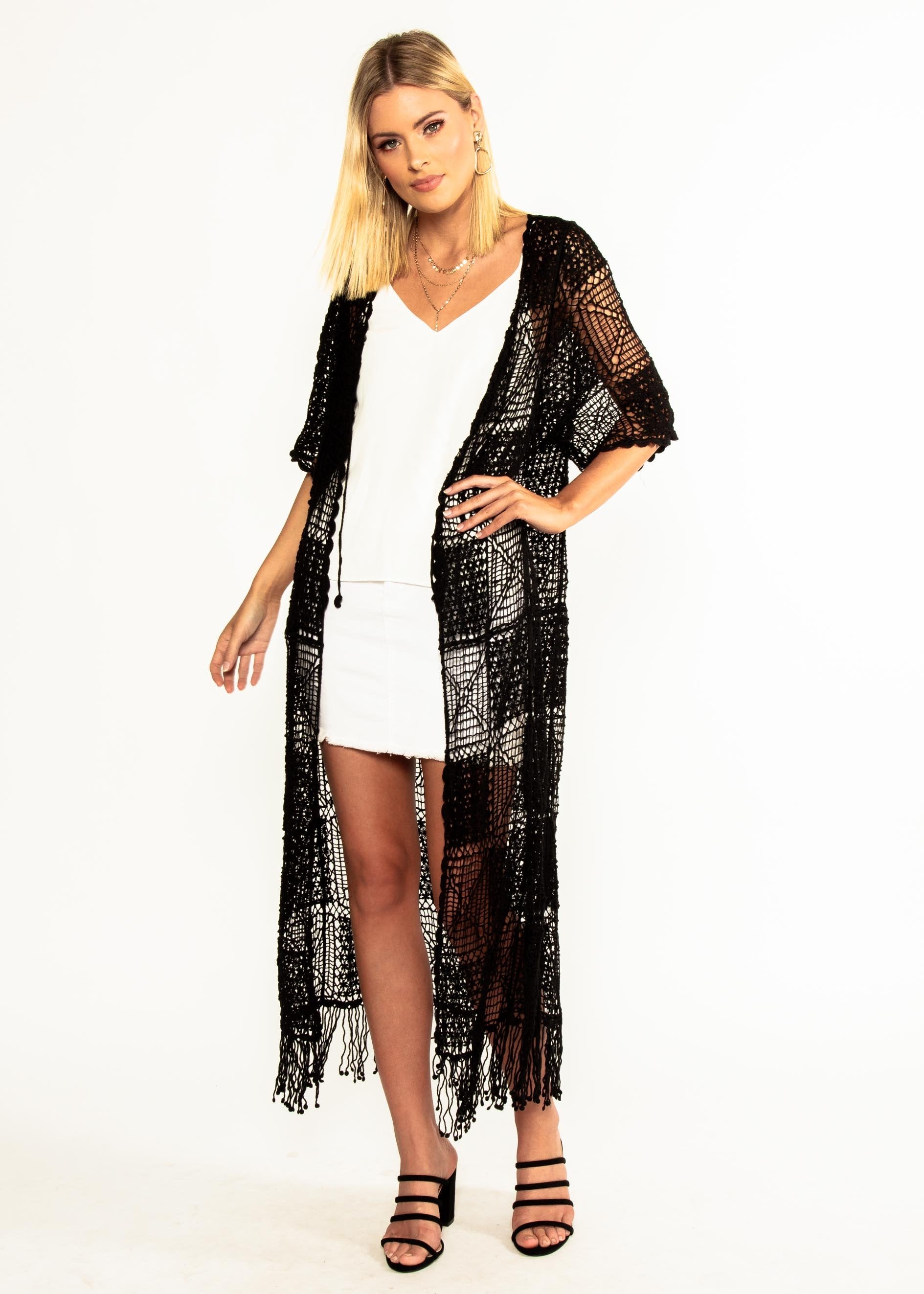 Set You Free Crochet Cape - Black