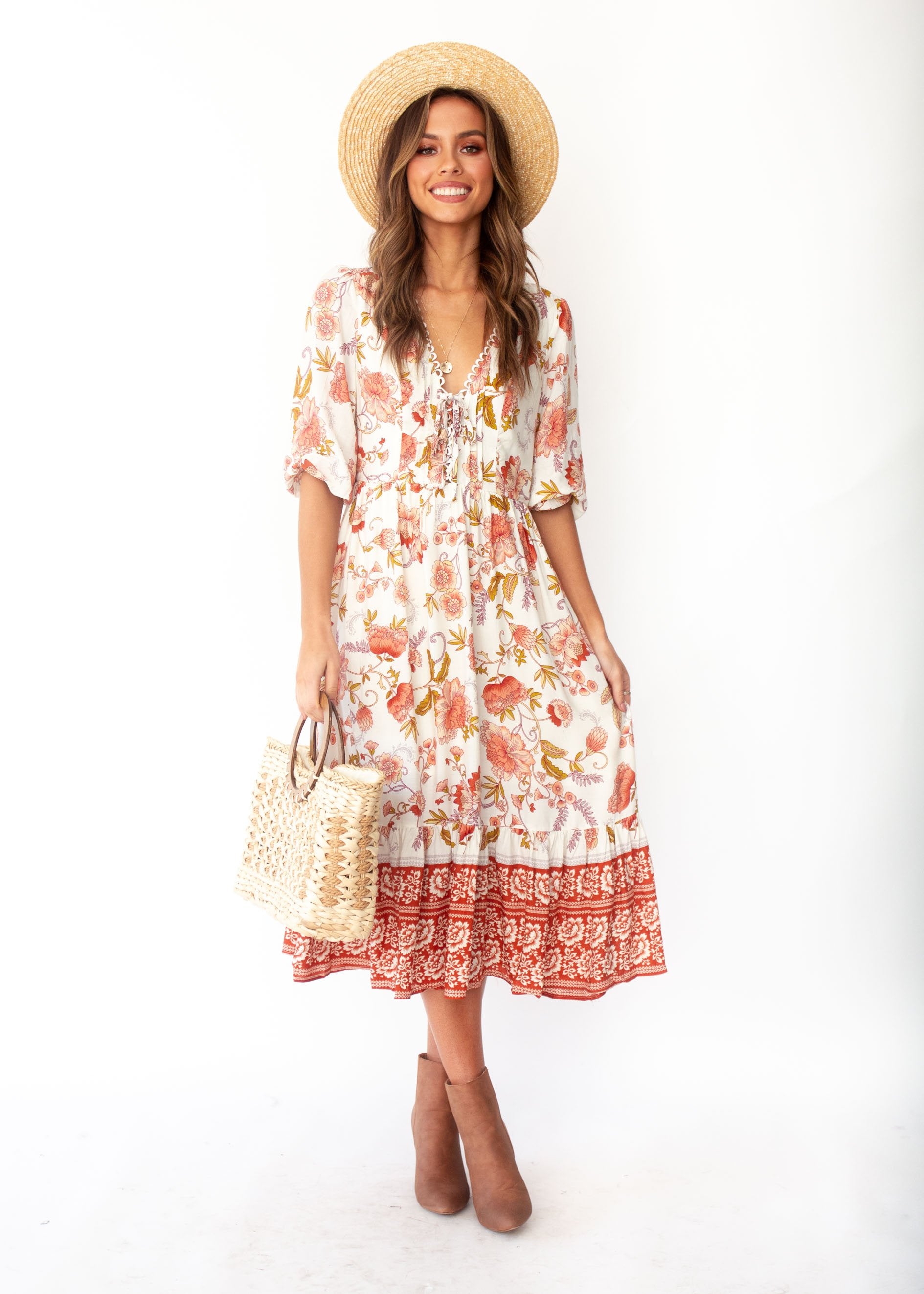 Dream In Colour Midi Dress - Autumn