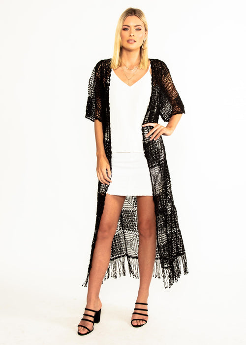 Set You Free Crochet Cape - Black