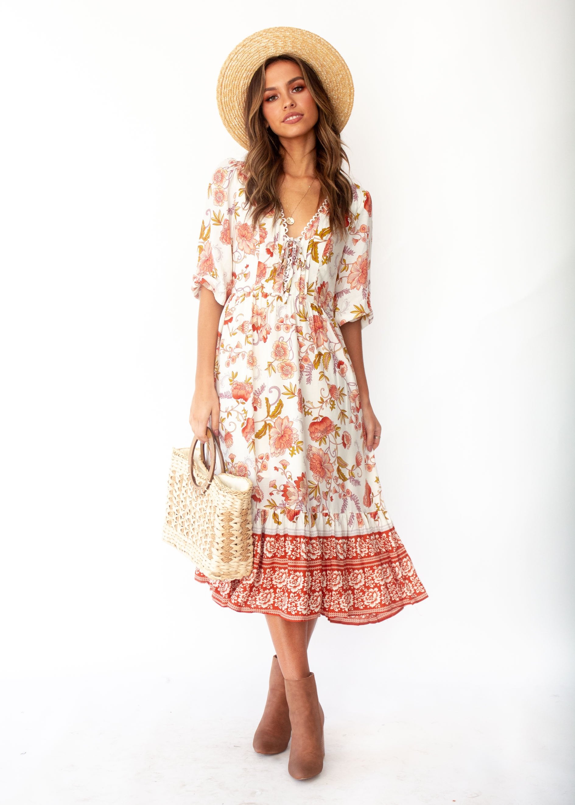 Dream In Colour Midi Dress - Autumn