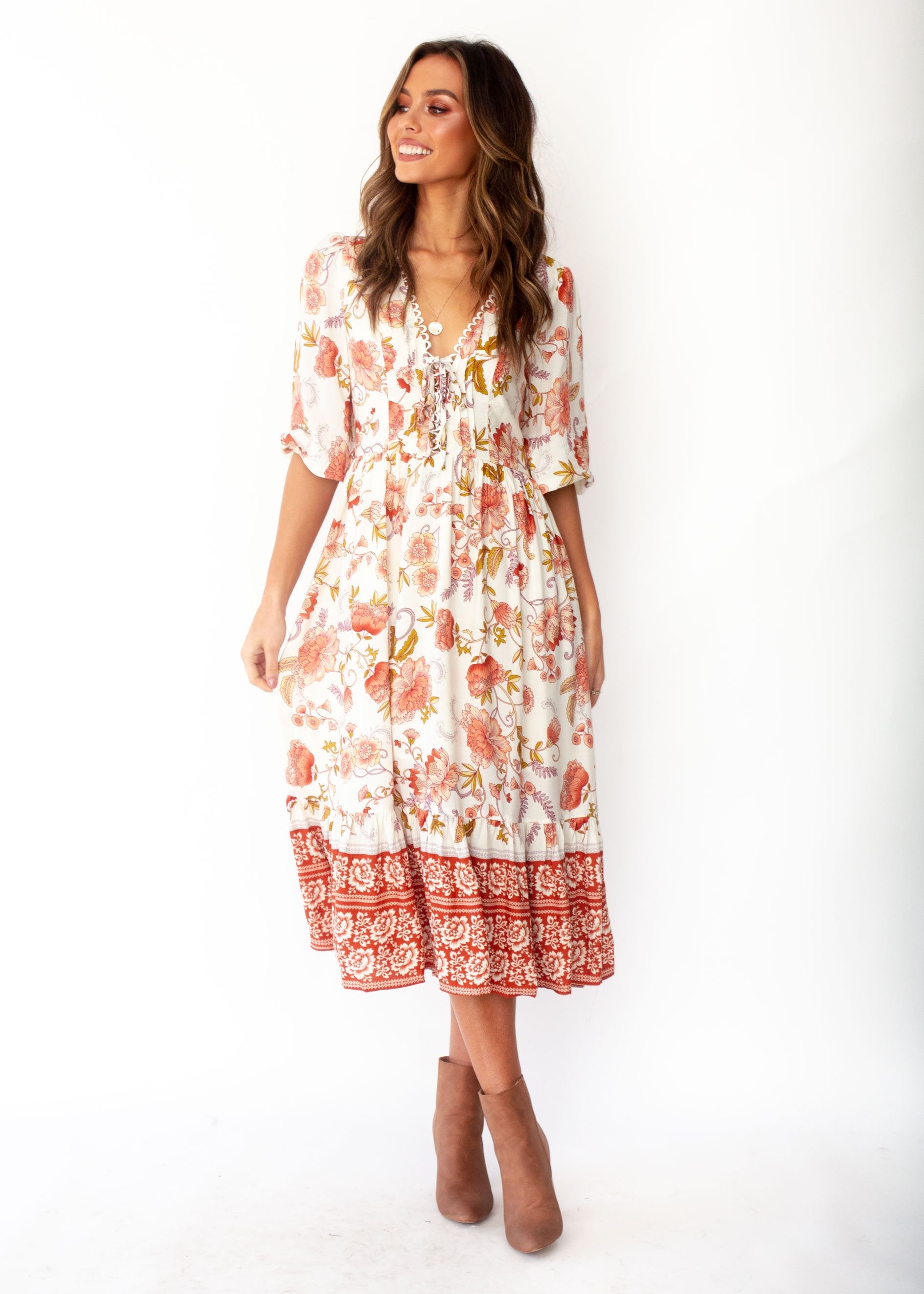 Dream In Colour Midi Dress - Autumn