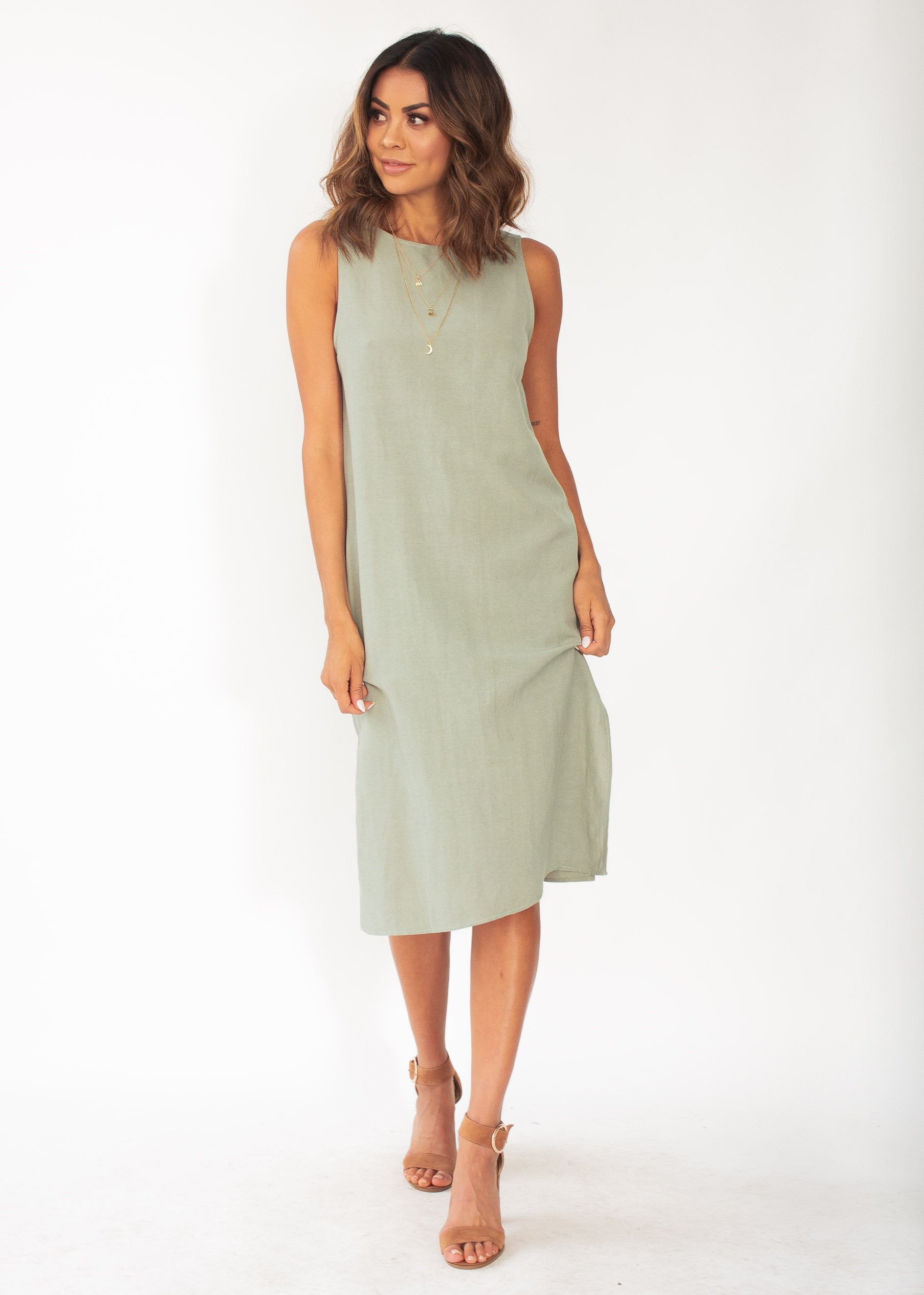 Flynn Midi Dress - Khaki