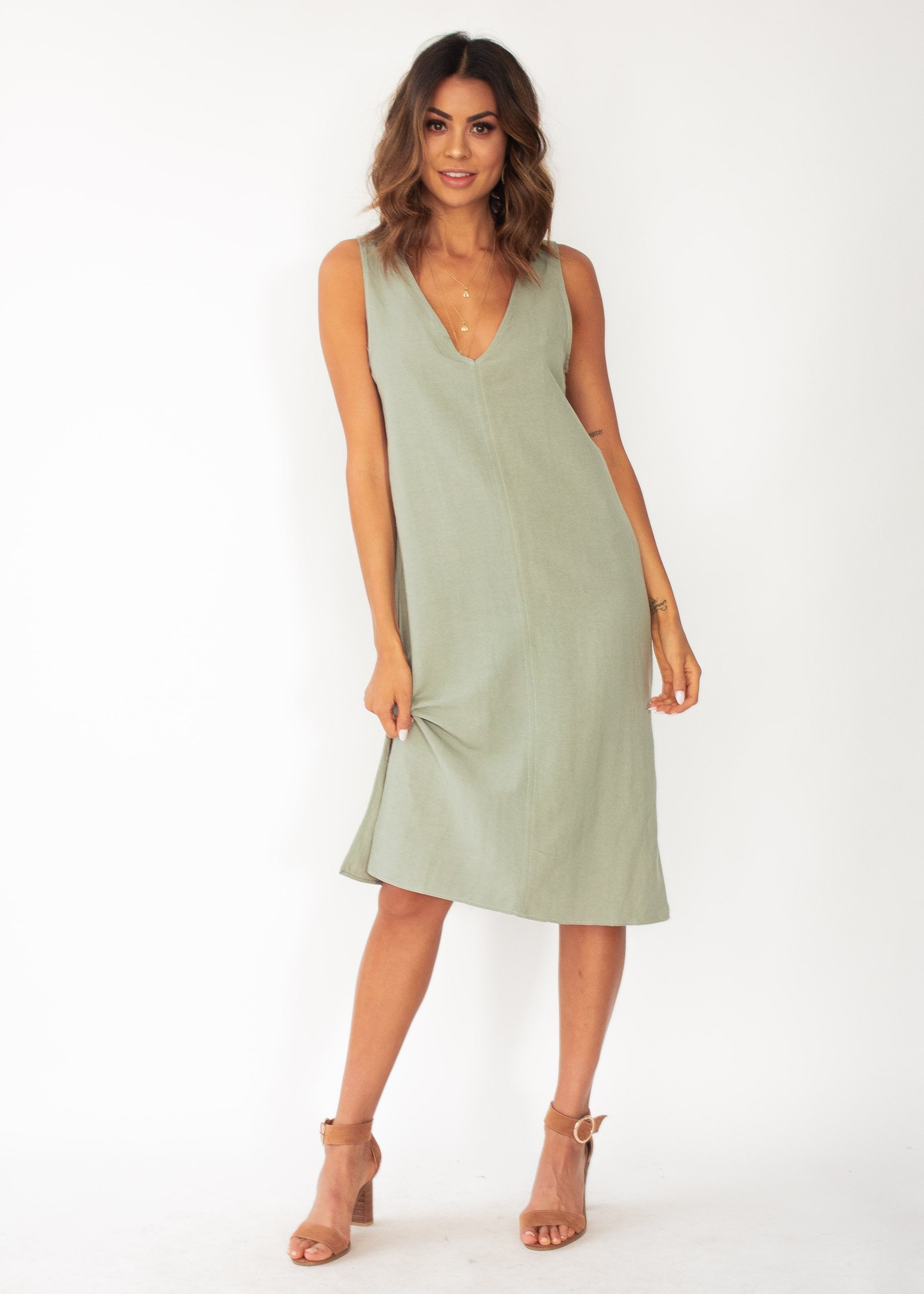 Flynn Midi Dress - Khaki