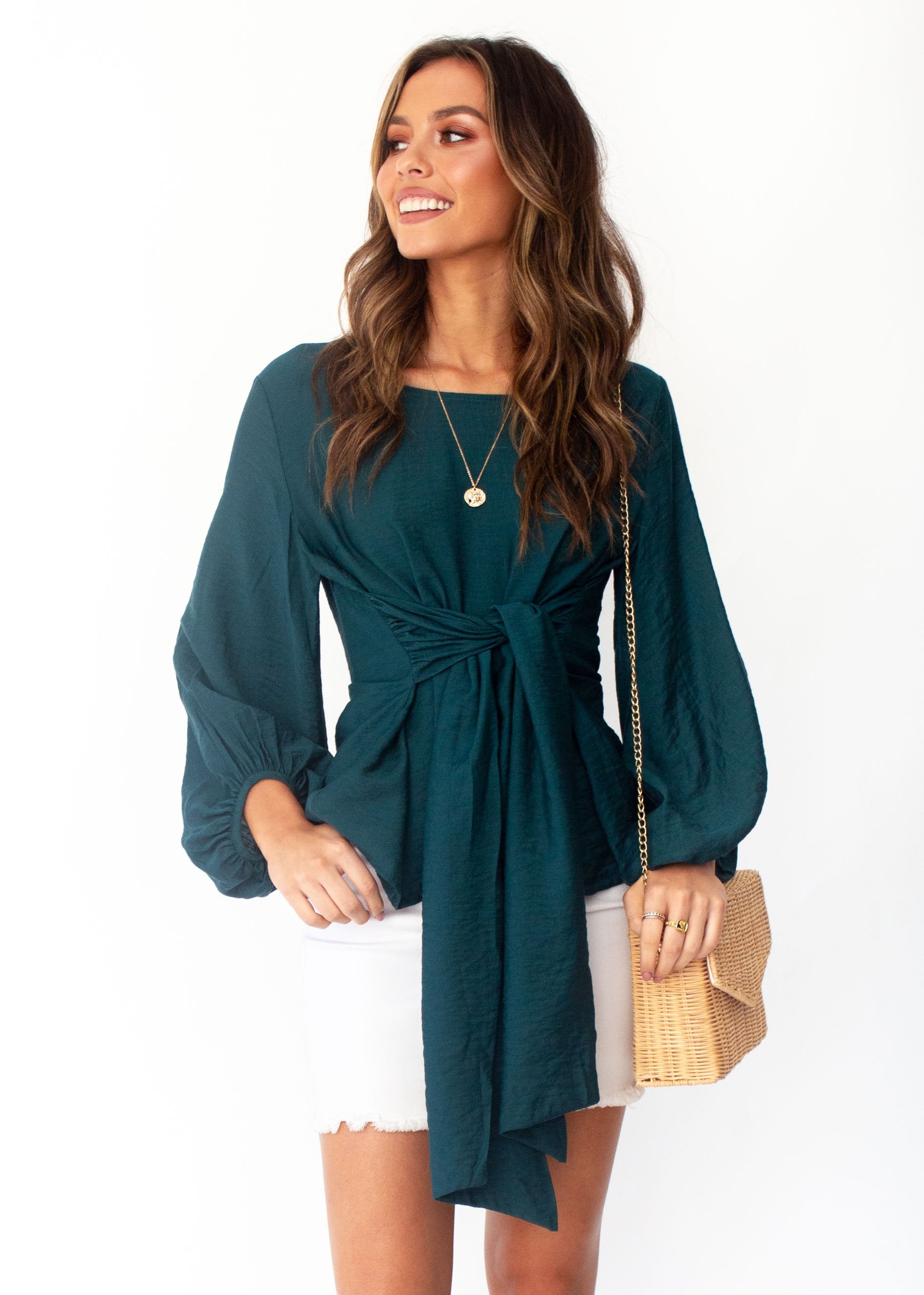 Women's Born To Dare Tie Blouse - Emerald