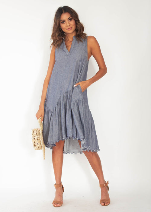 Faded Love Midi Dress - Dark Denim
