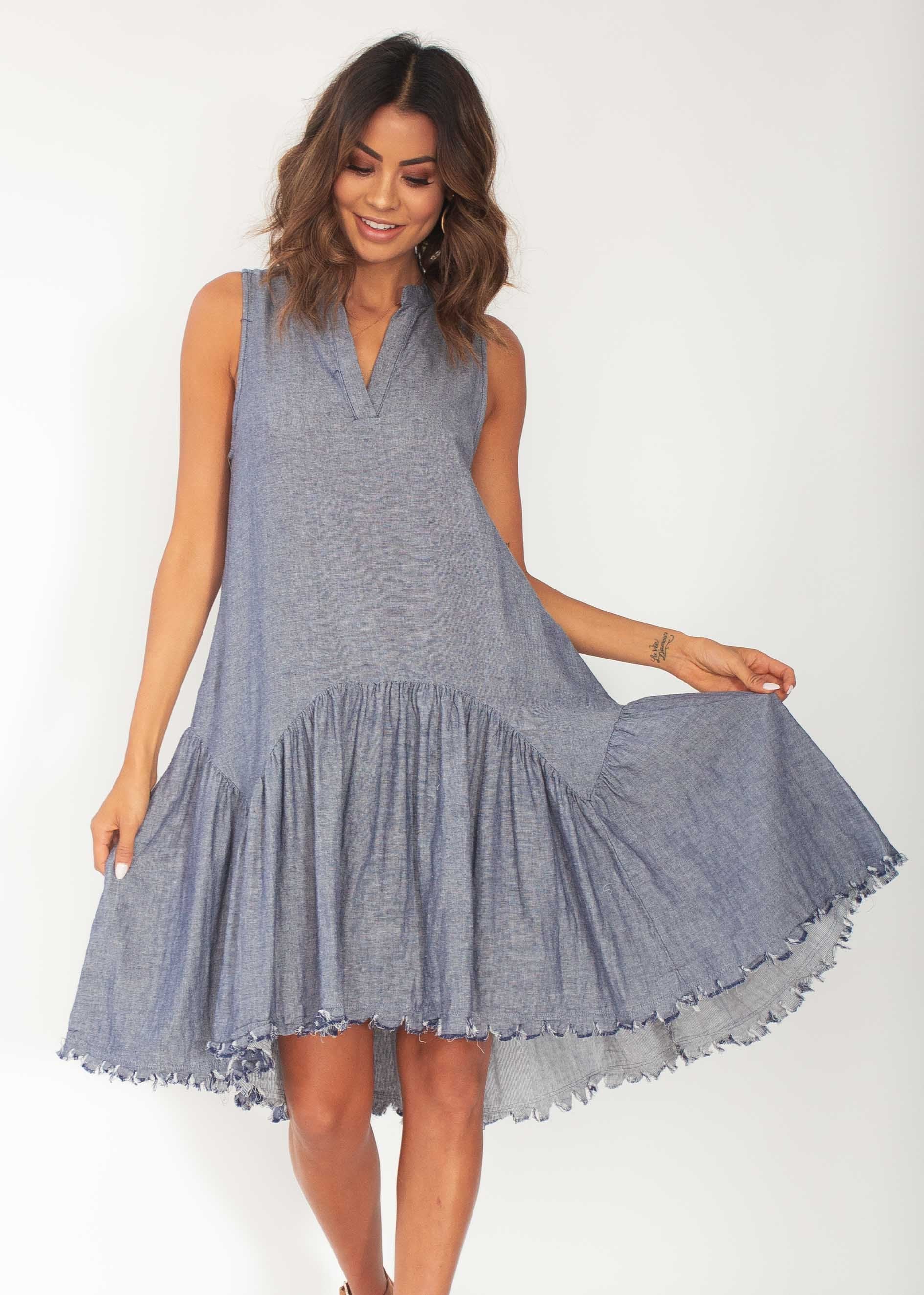 Faded Love Midi Dress - Dark Denim
