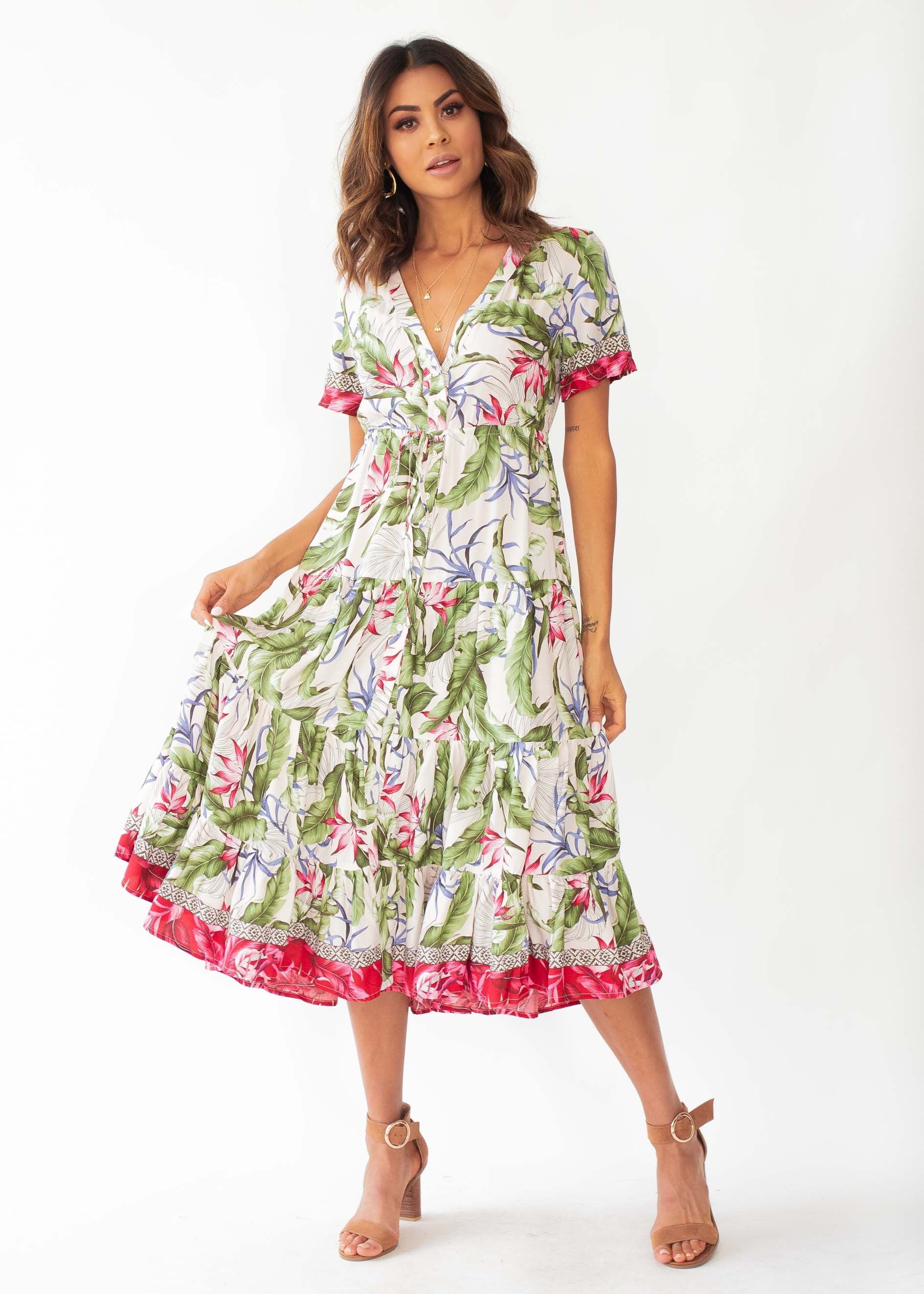 Malia Midi Dress - Rosa