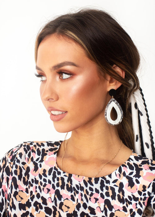 Hung Up Earrings - Grey Marble