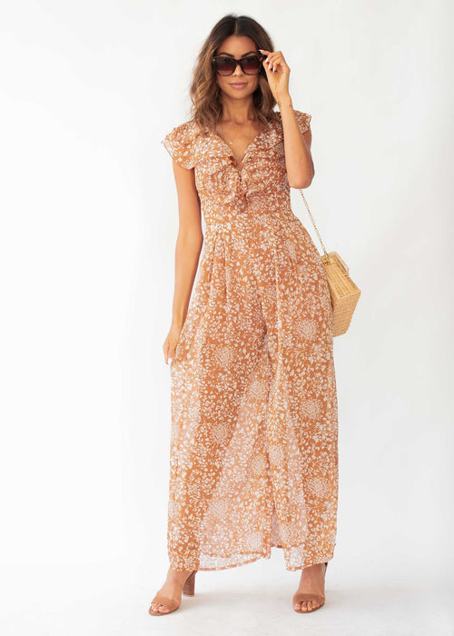 Once Before Pantsuit - Rust Floral