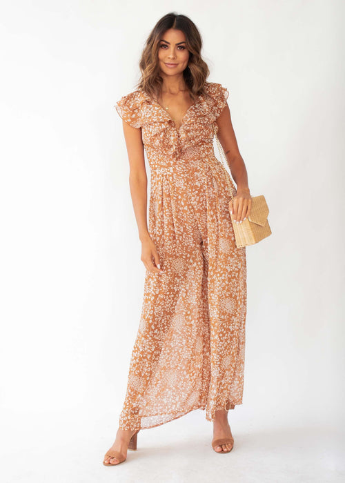 Once Before Pantsuit - Rust Floral