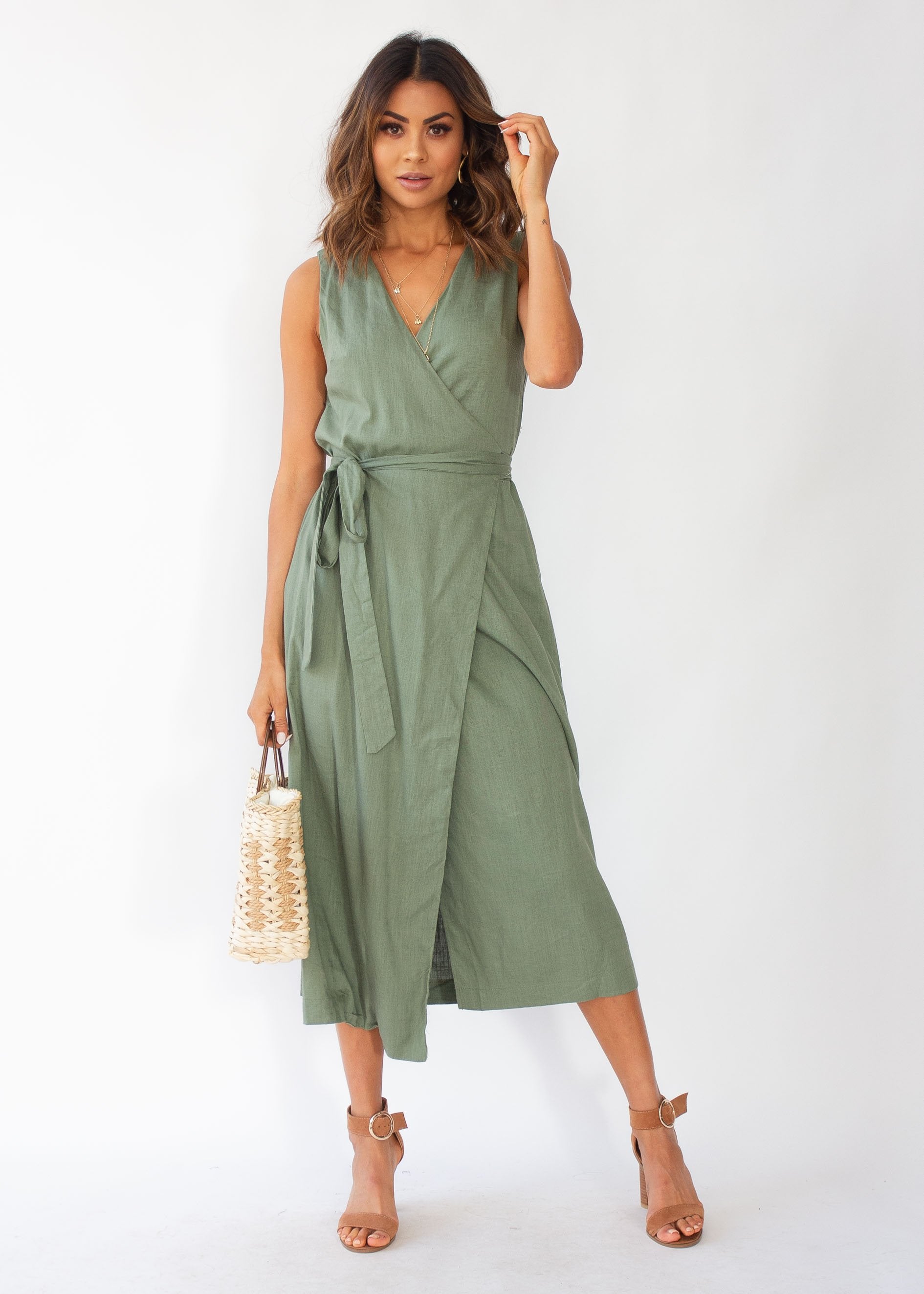 First Priority Wrap Maxi Dress - Khaki
