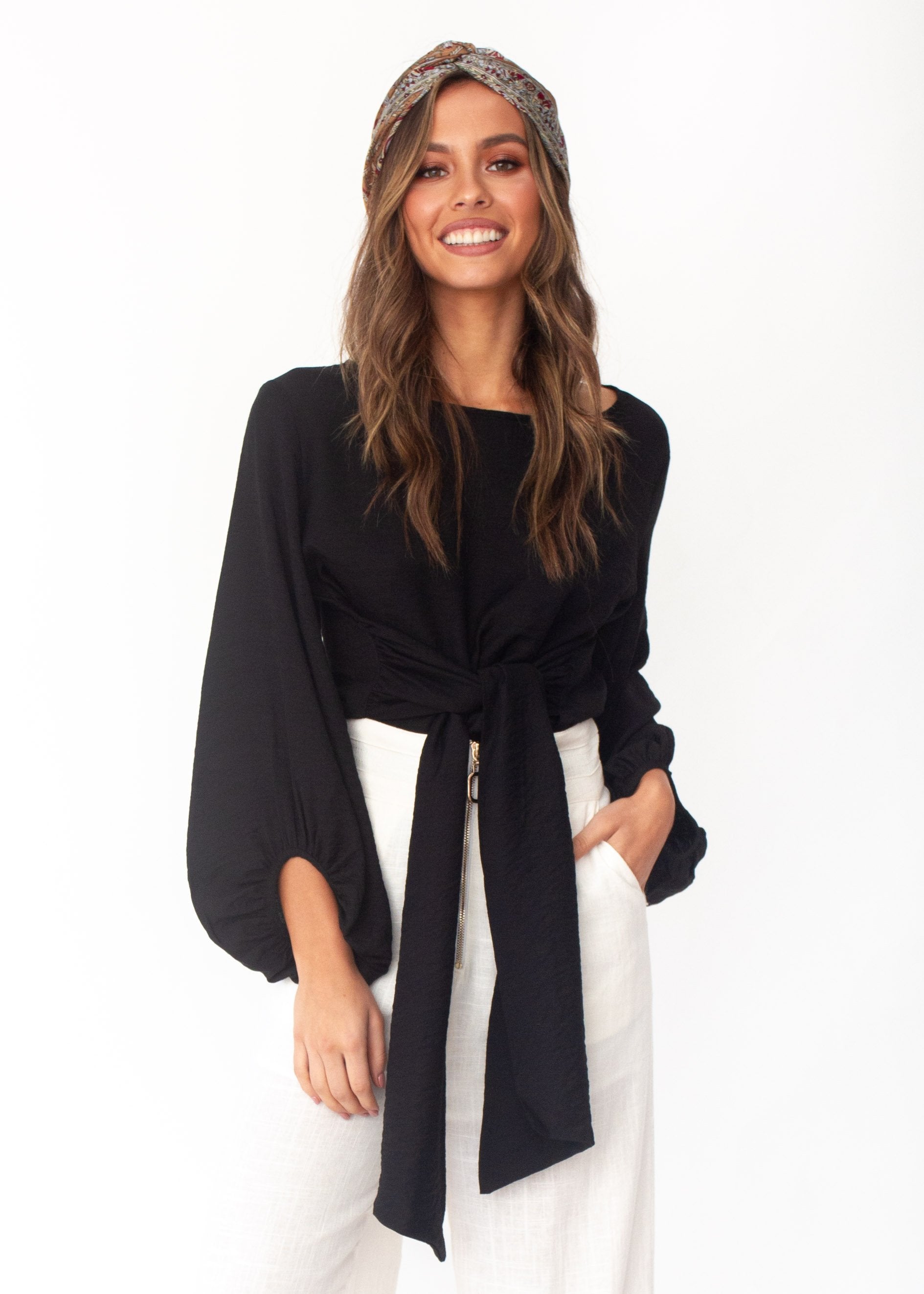Women's Born To Dare Tie Blouse - Black