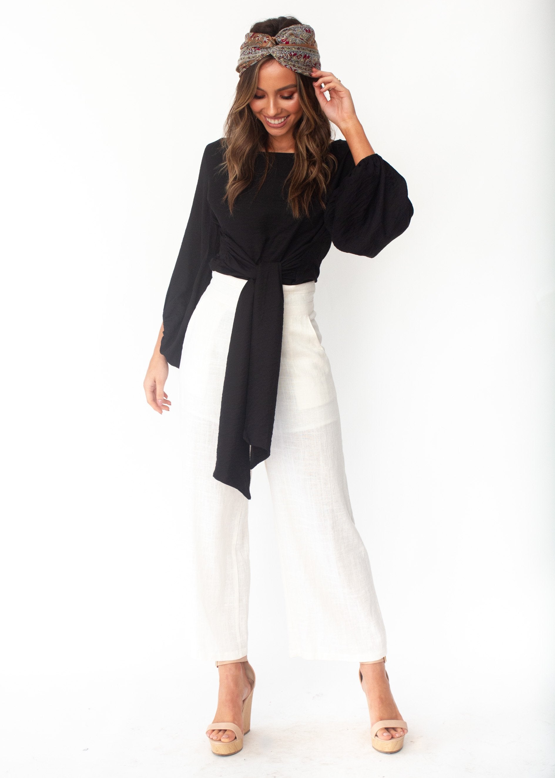 Born To Dare Tie Blouse - Black