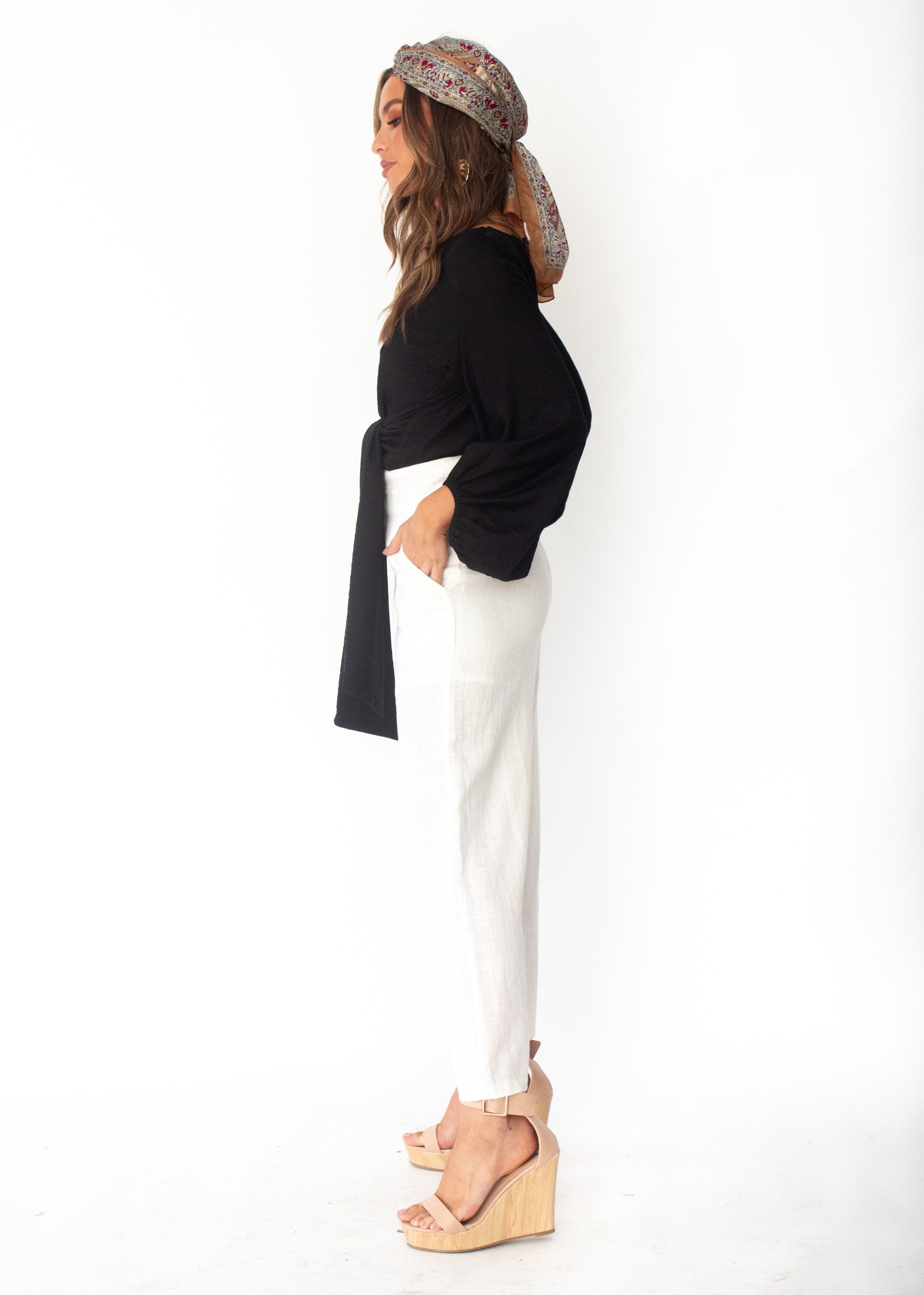 Born To Dare Tie Blouse - Black