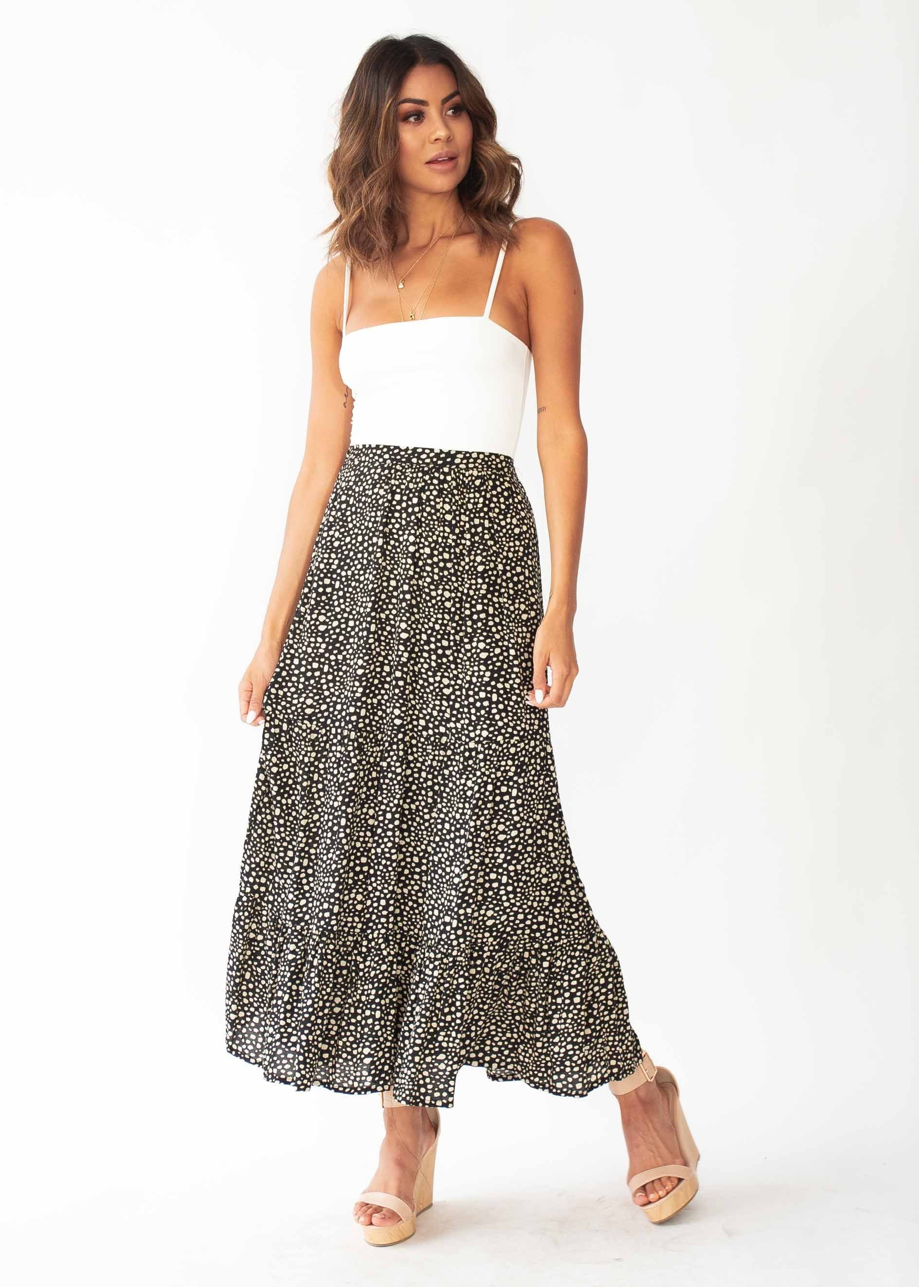Courtney Maxi Skirt - Black Spot