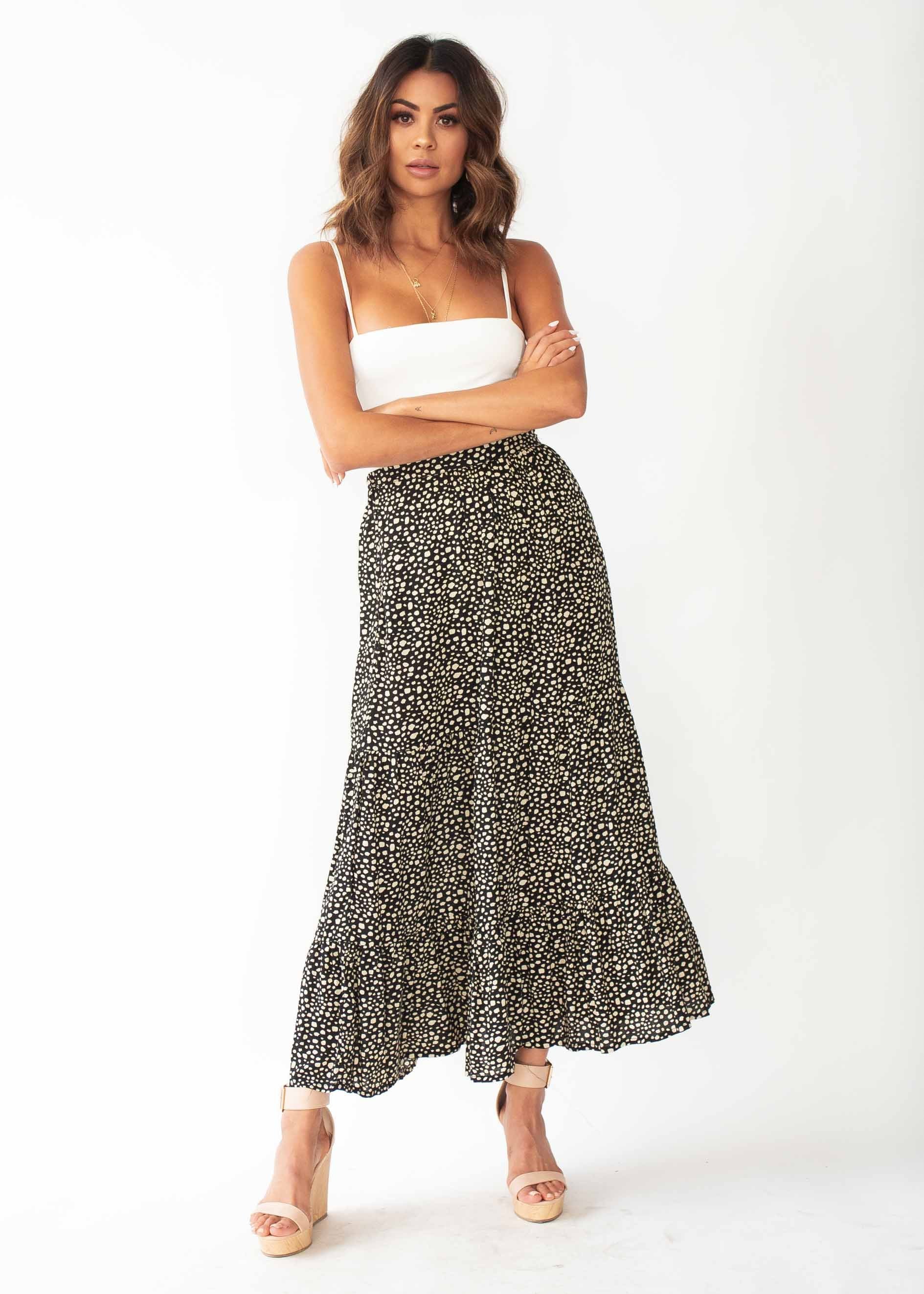 Courtney Maxi Skirt - Black Spot