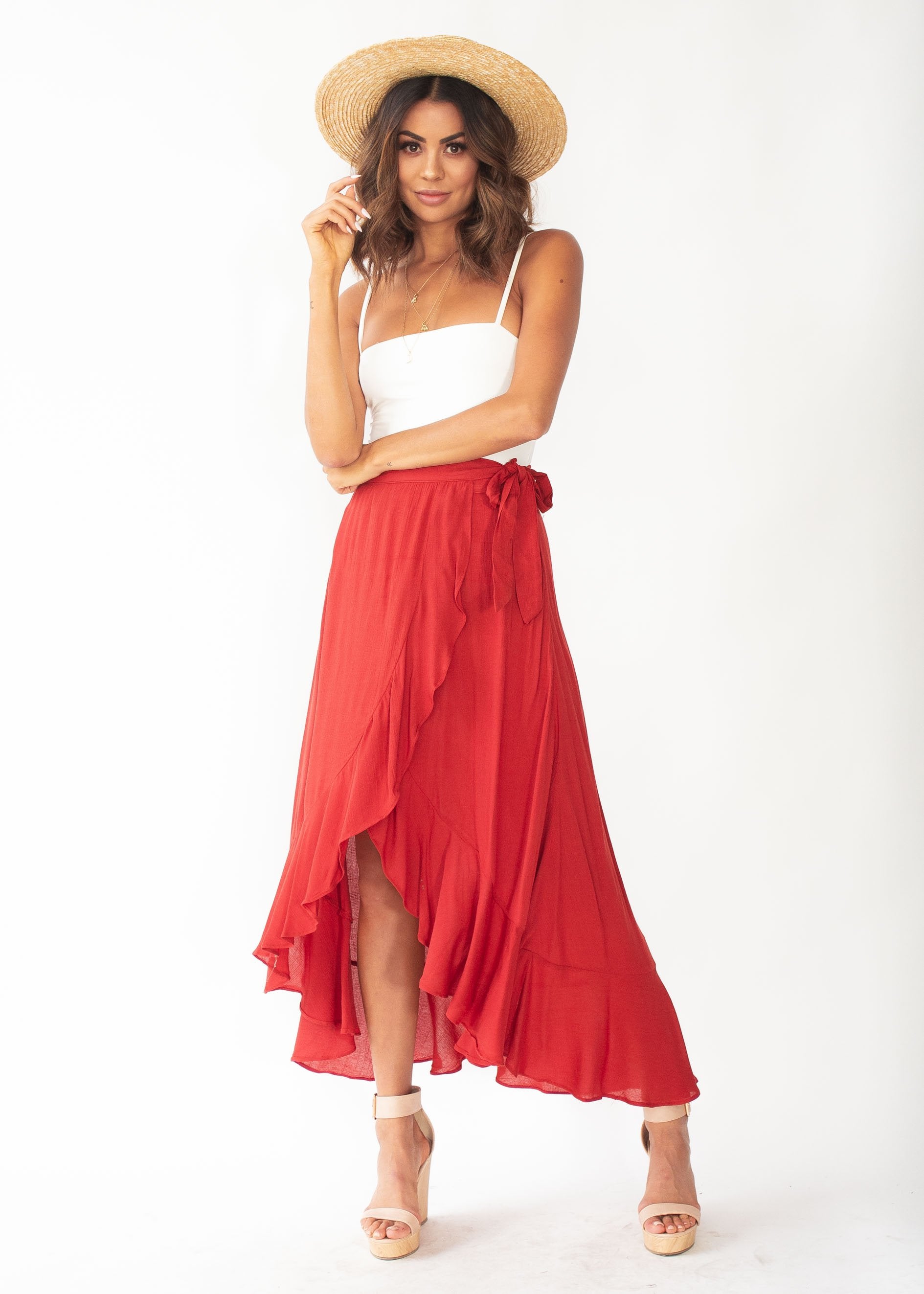 Faroe Wrap Maxi Skirt - Rust