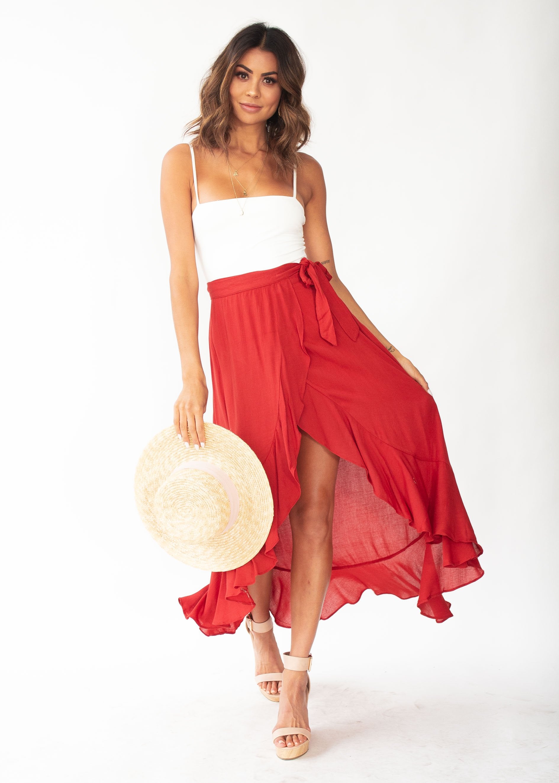 Faroe Wrap Maxi Skirt - Rust