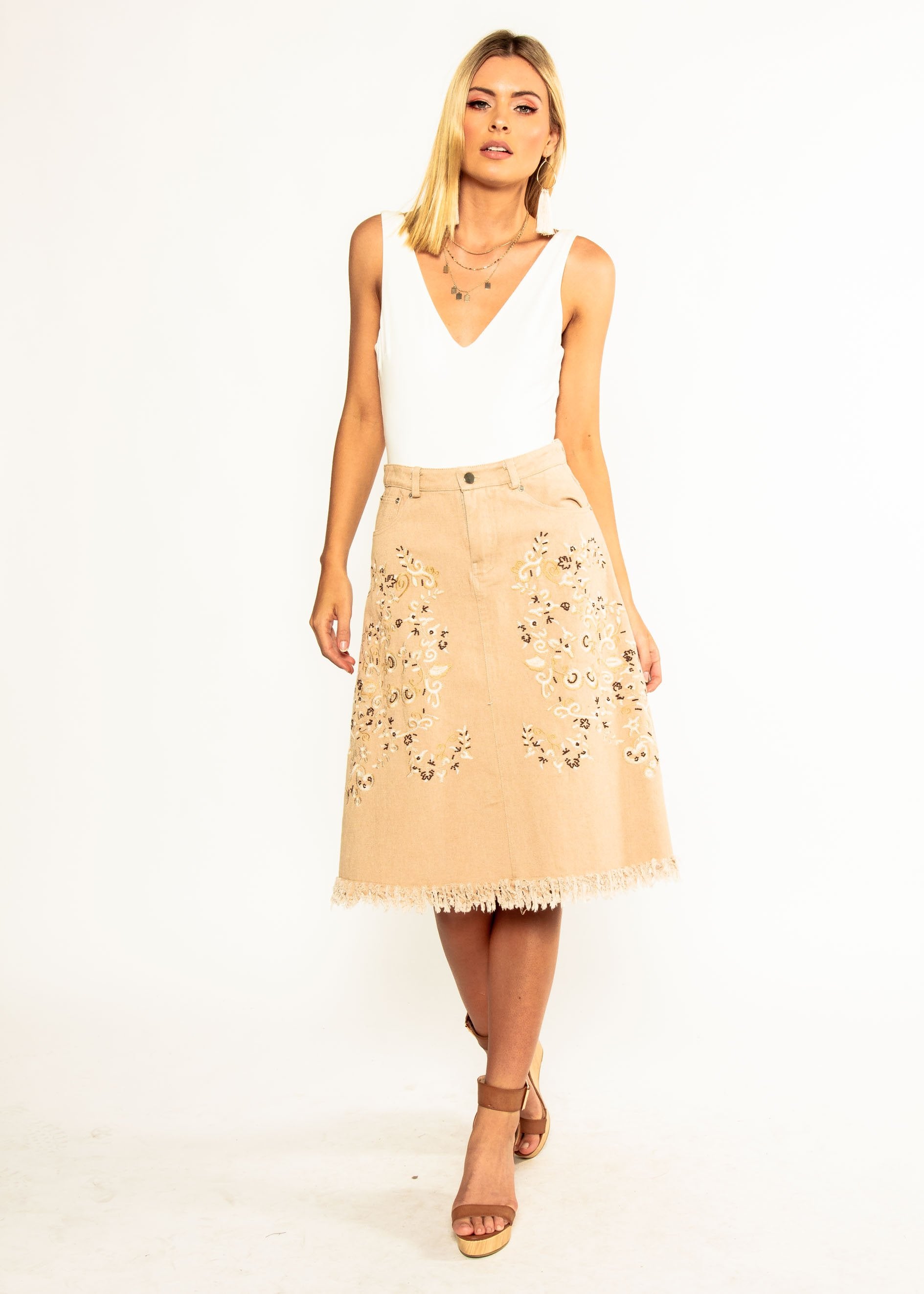 Run Free Midi Skirt - Camel