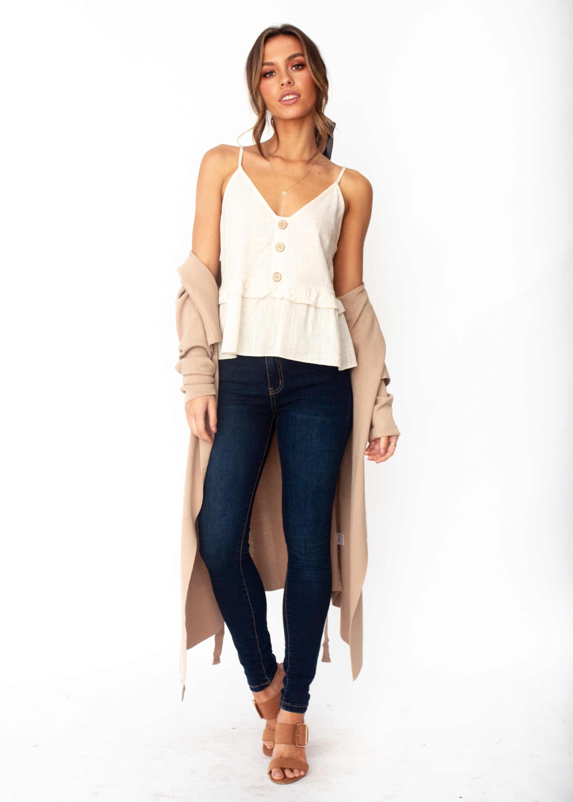 Love Maze Linen Cami - Natural