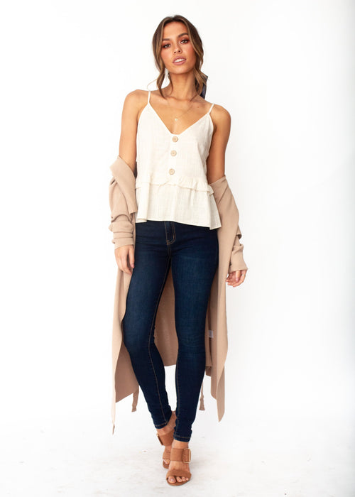 Love Maze Linen Cami - Natural