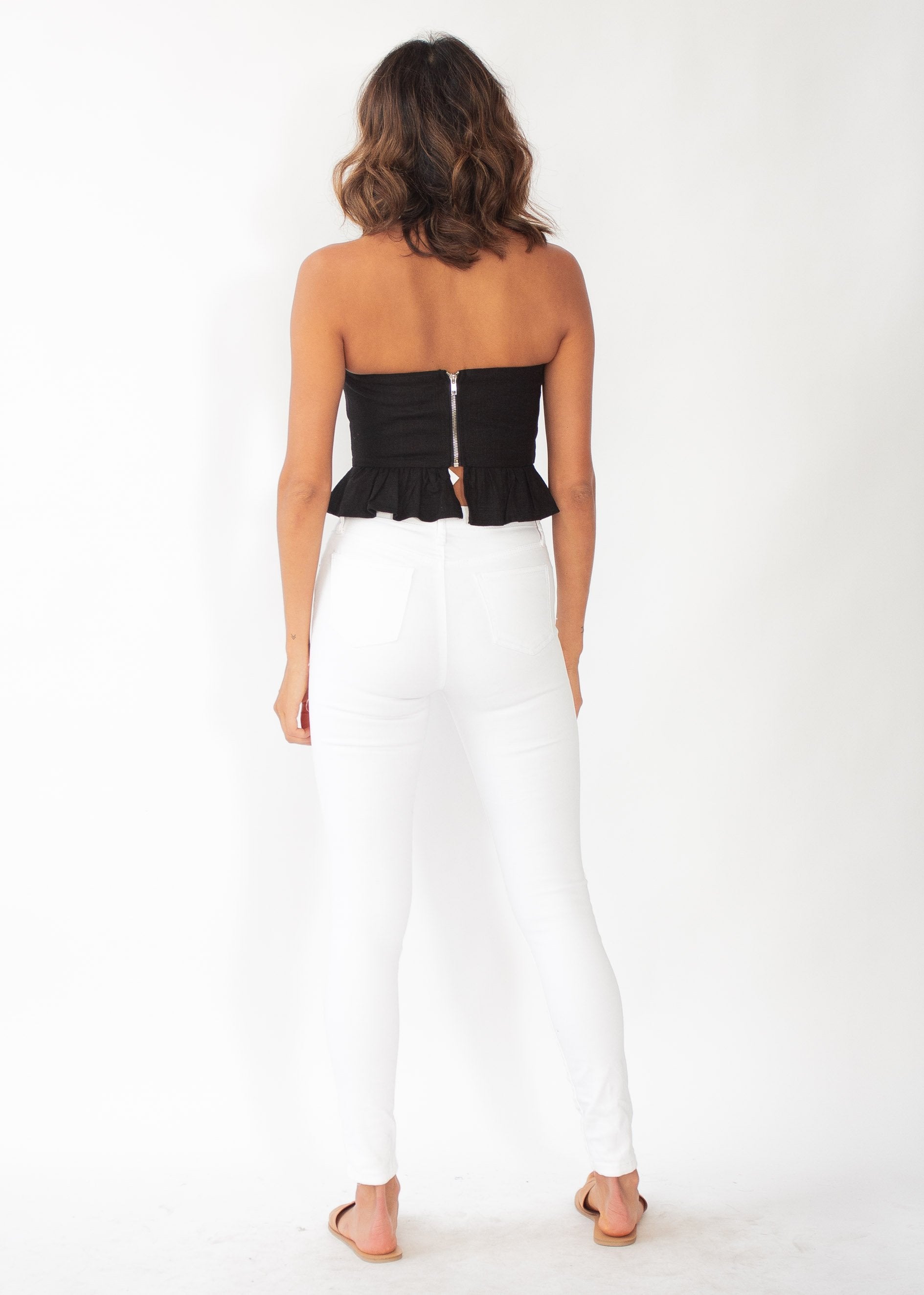 Picture Perfect Strapless Crop - Black