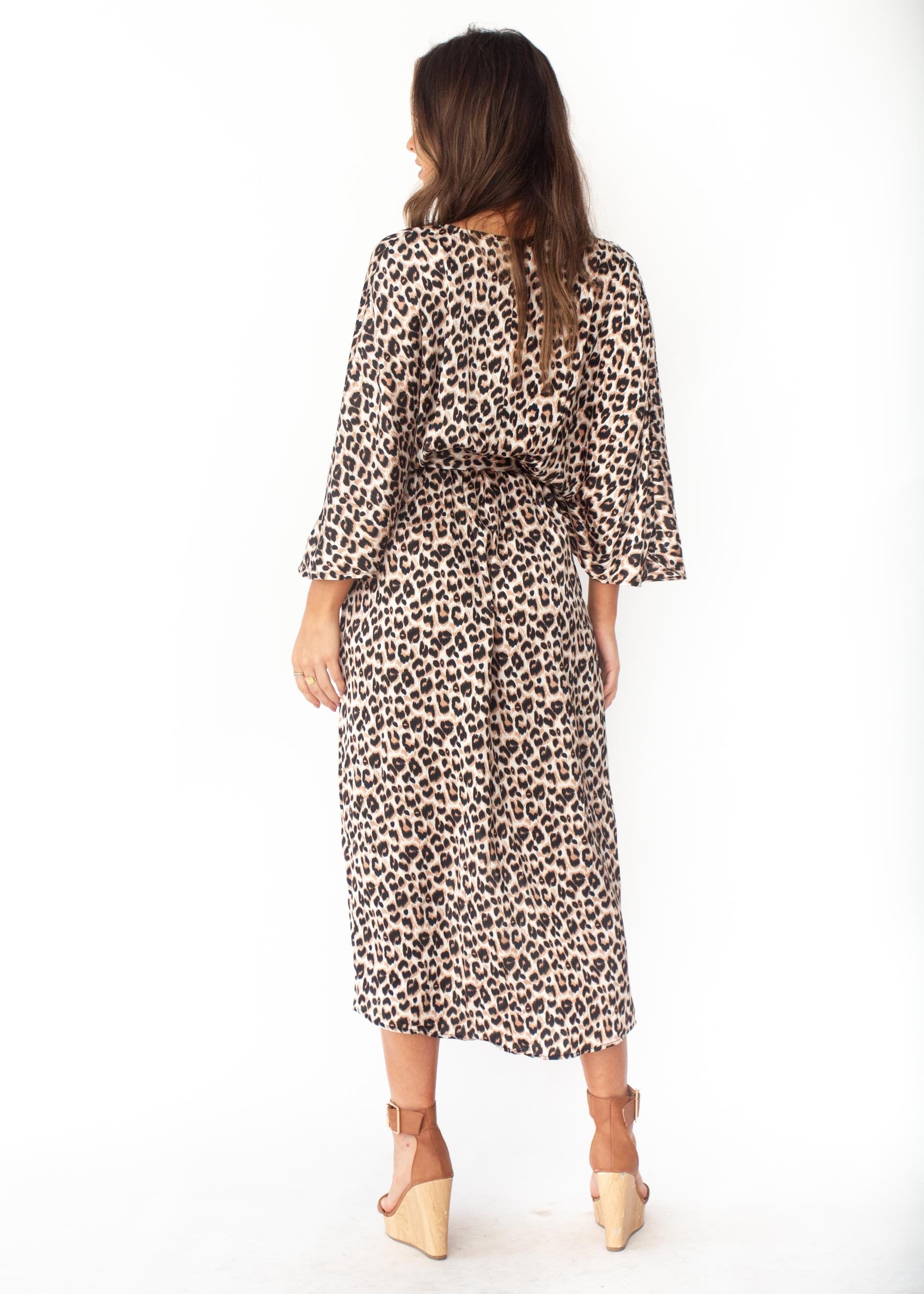 Slipping Away Midi Dress - Leopard