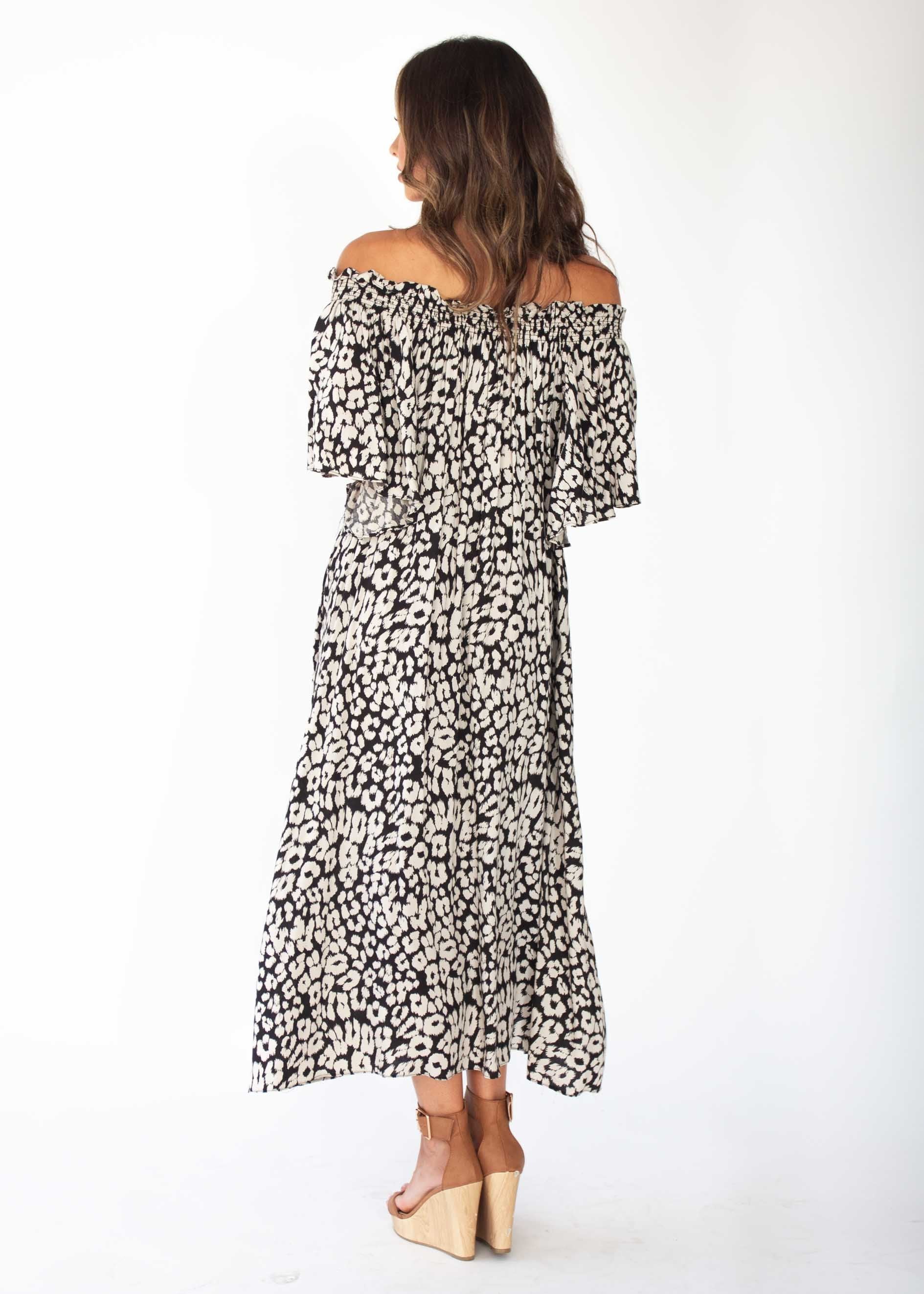 Rahnee Off Shoulder Maxi Dress - Black/Nude
