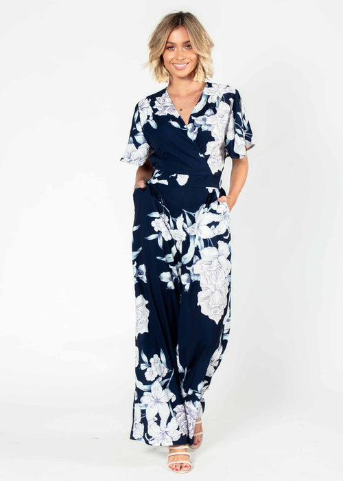 Lead The Way Pantsuit - Navy Floral