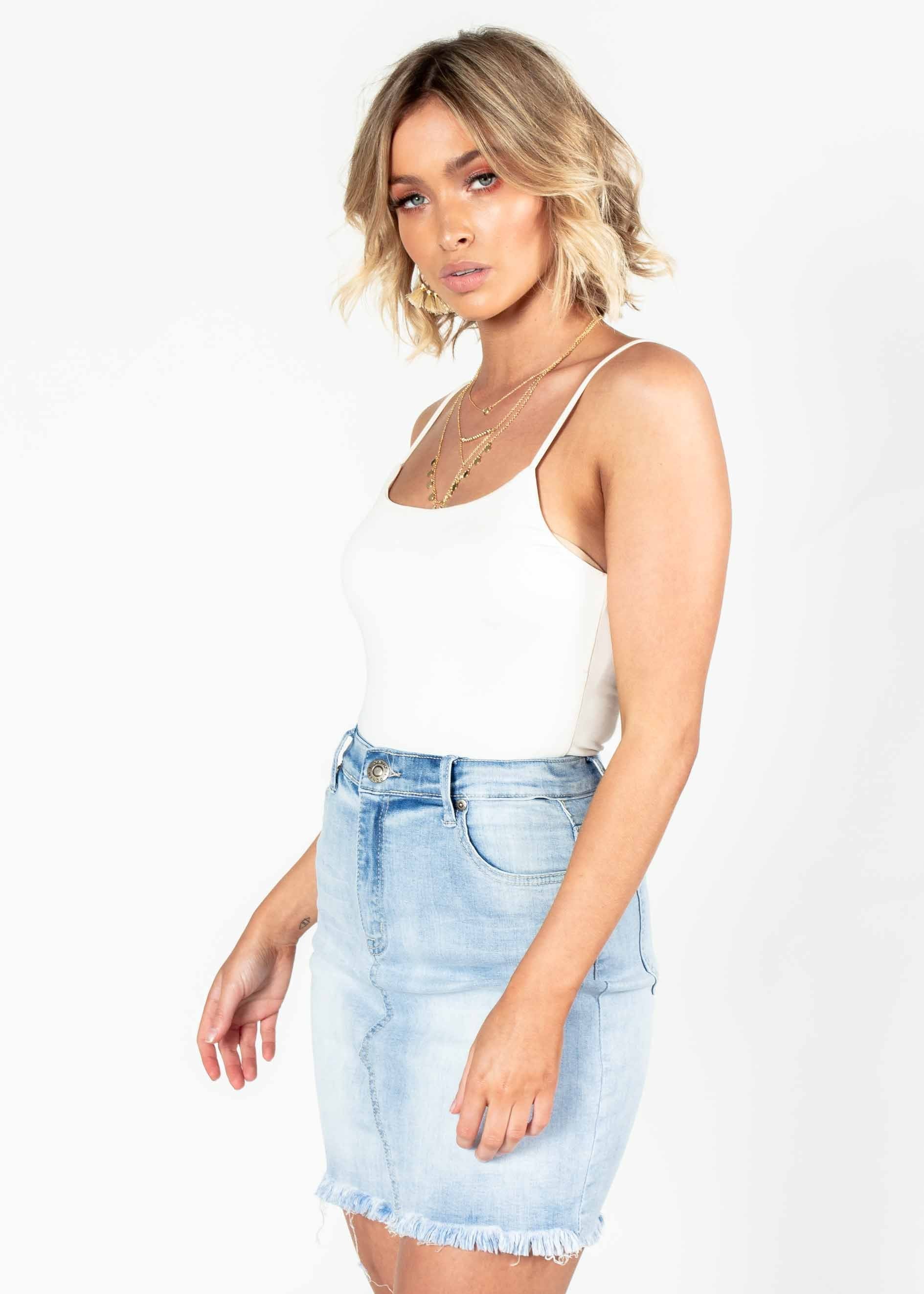 Bad Habits Denim Skirt - Light Blue