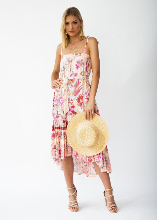 Say My Name Midi Dress - Soft Peach Floral