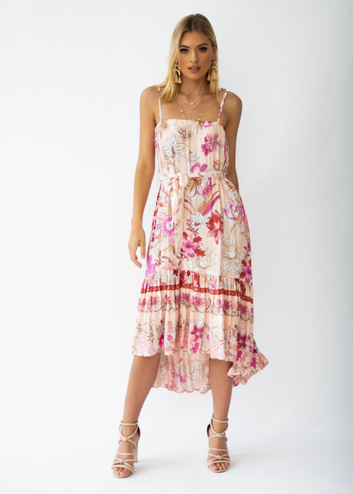 Say My Name Midi Dress - Soft Peach Floral