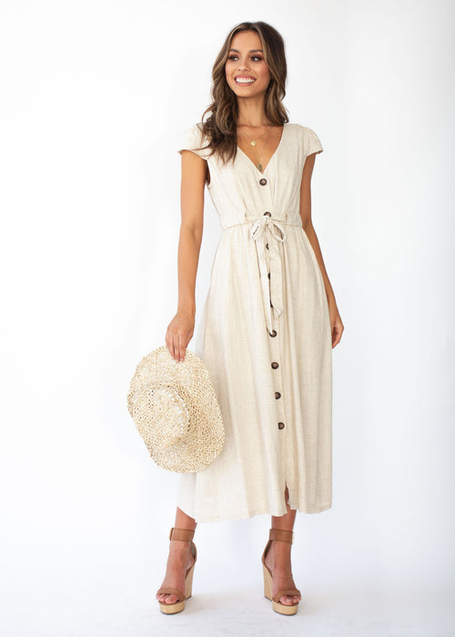 Bourdeaux Midi Dress - Natural