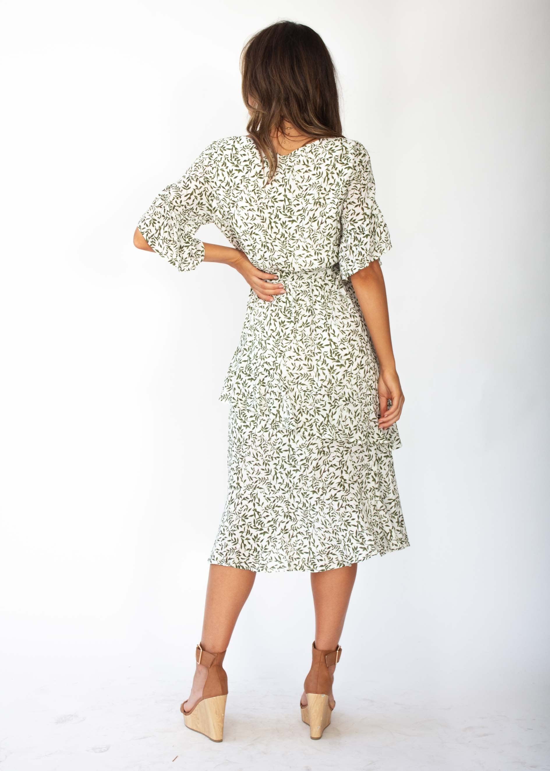 Santiago Midi Dress - White Vine
