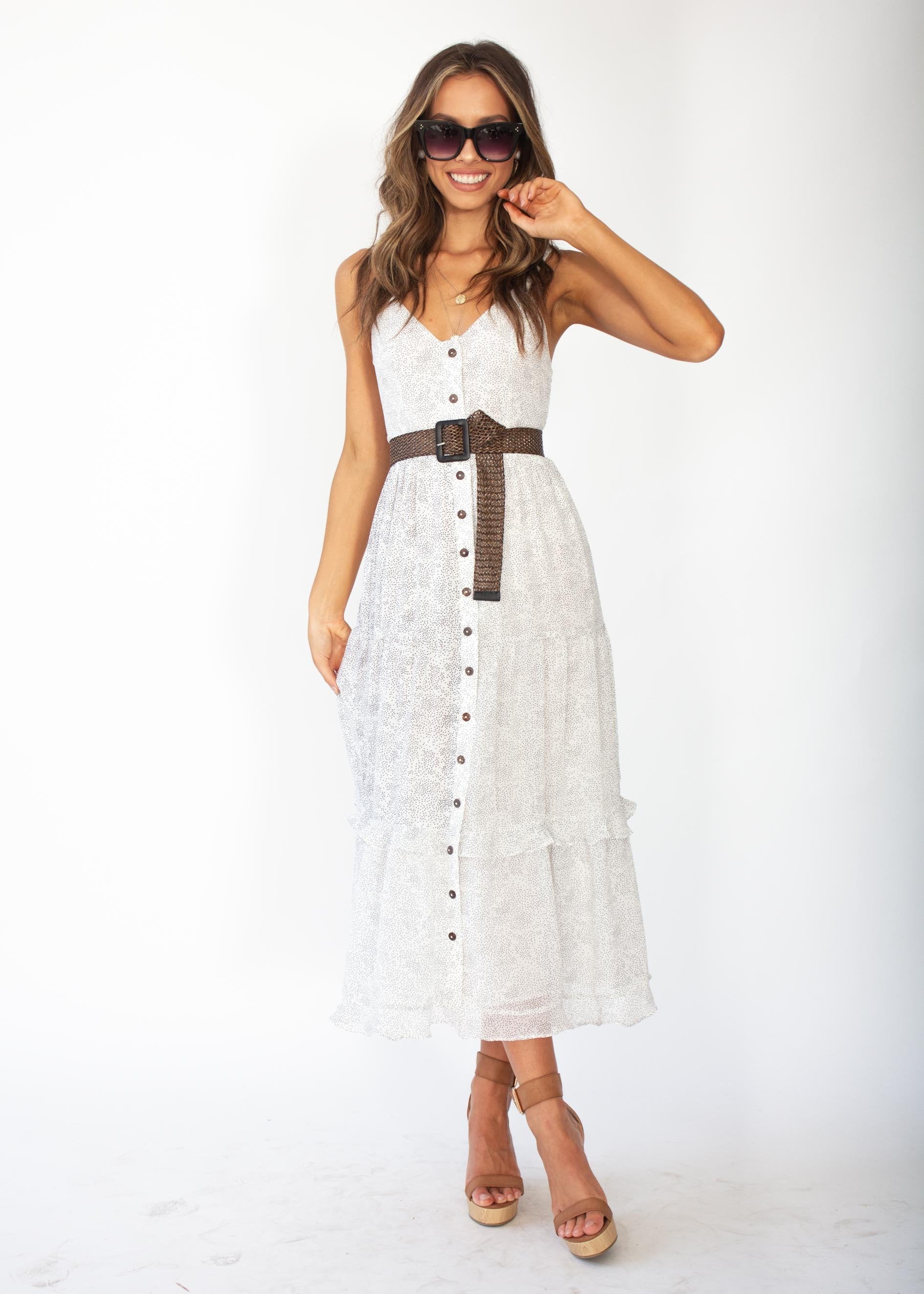 Orlando Midi Dress - White Speck