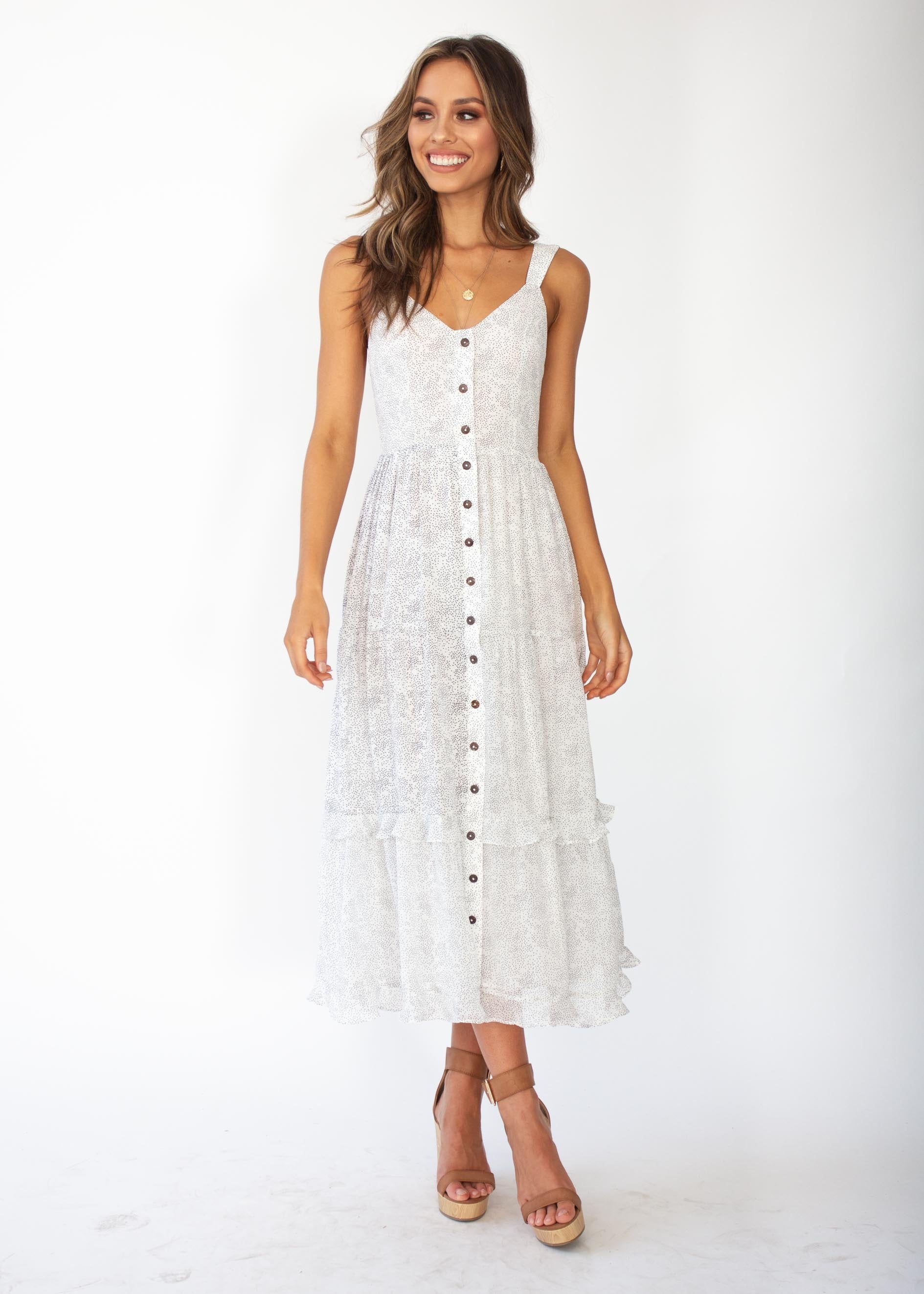 Orlando Midi Dress - White Speck