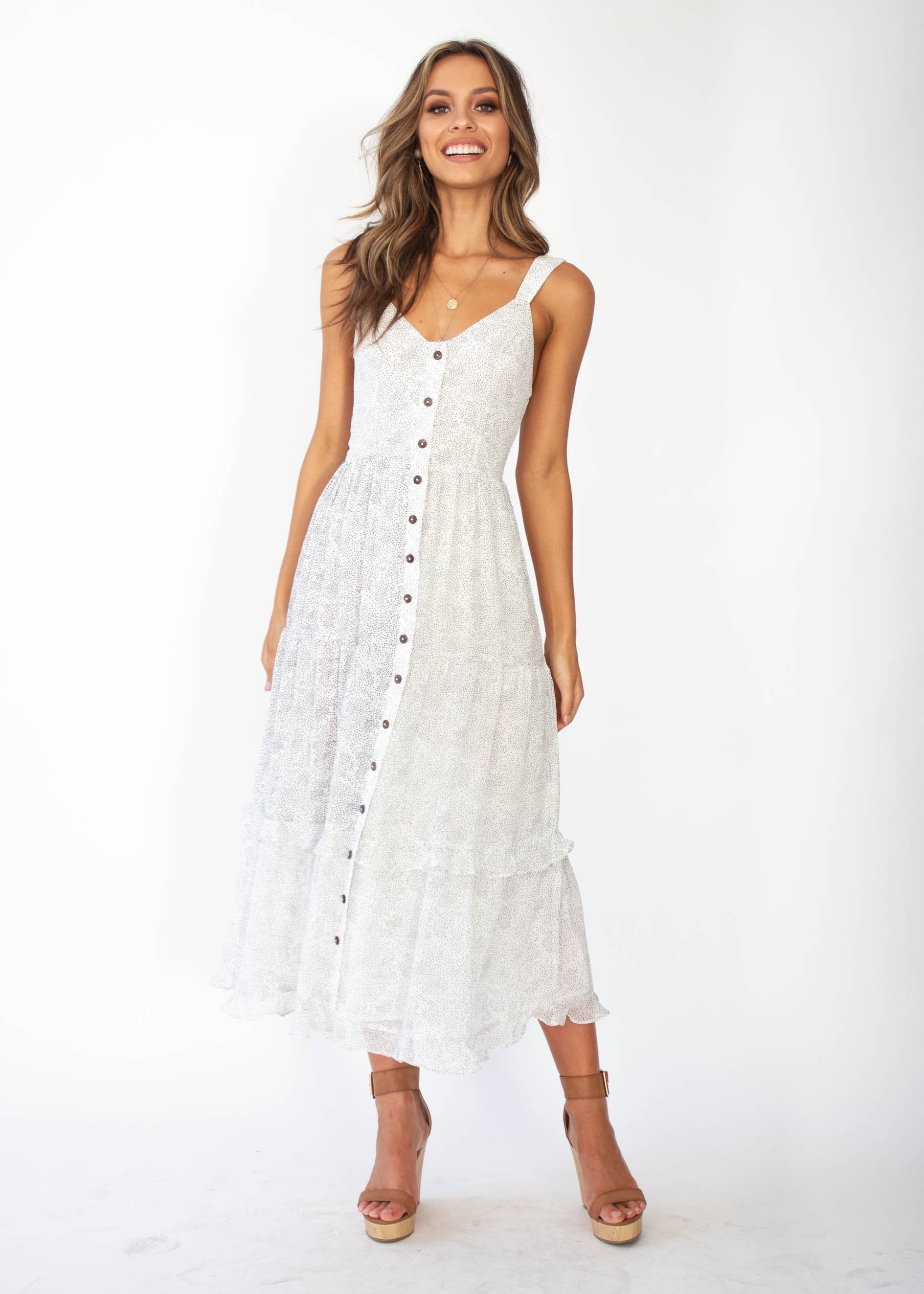 Orlando Midi Dress - White Speck