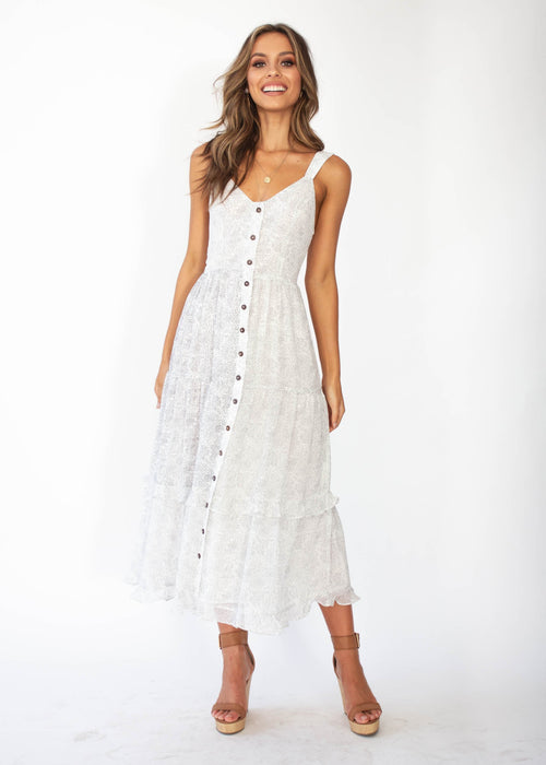 Orlando Midi Dress - White Speck