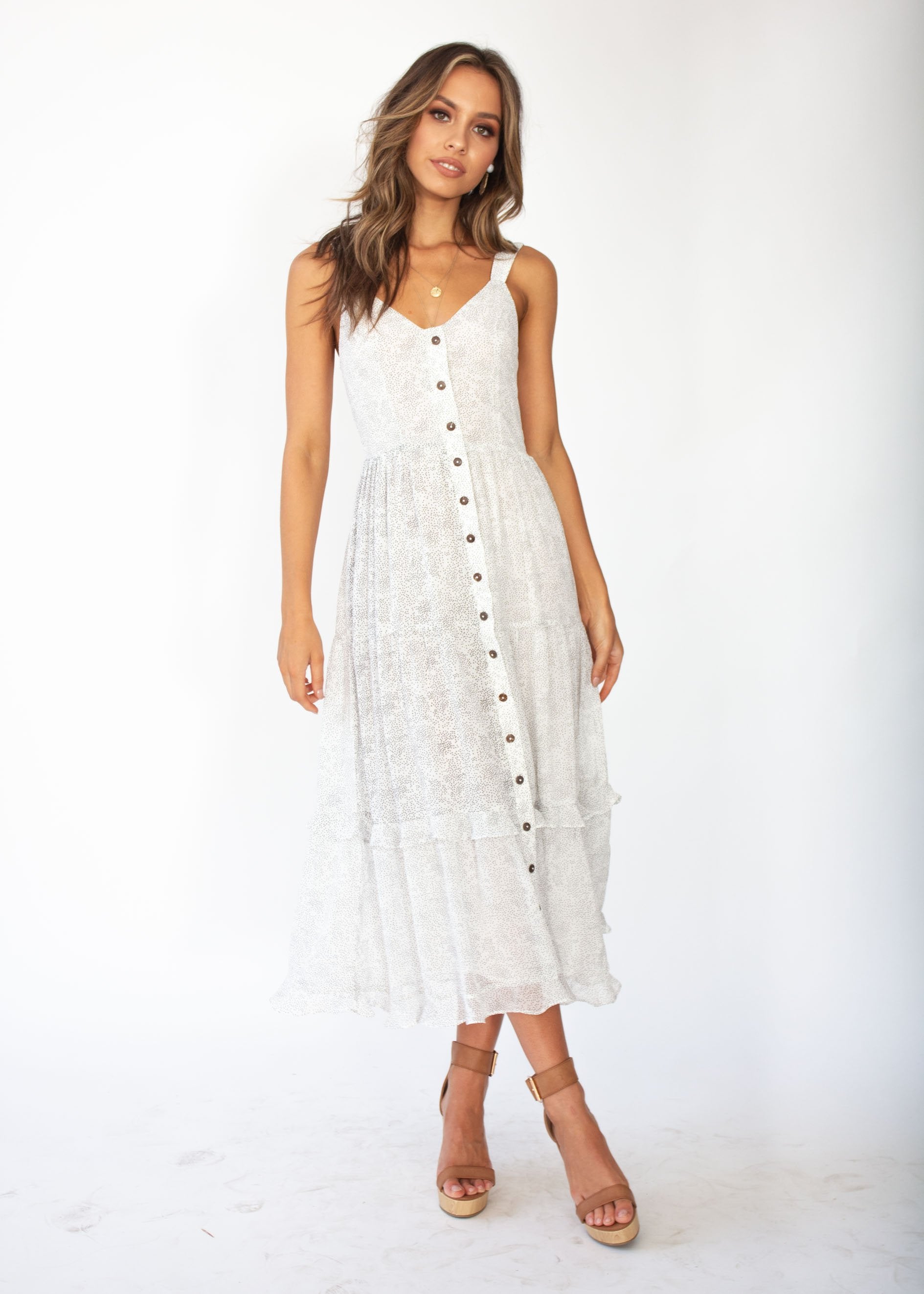 Orlando Midi Dress - White Speck
