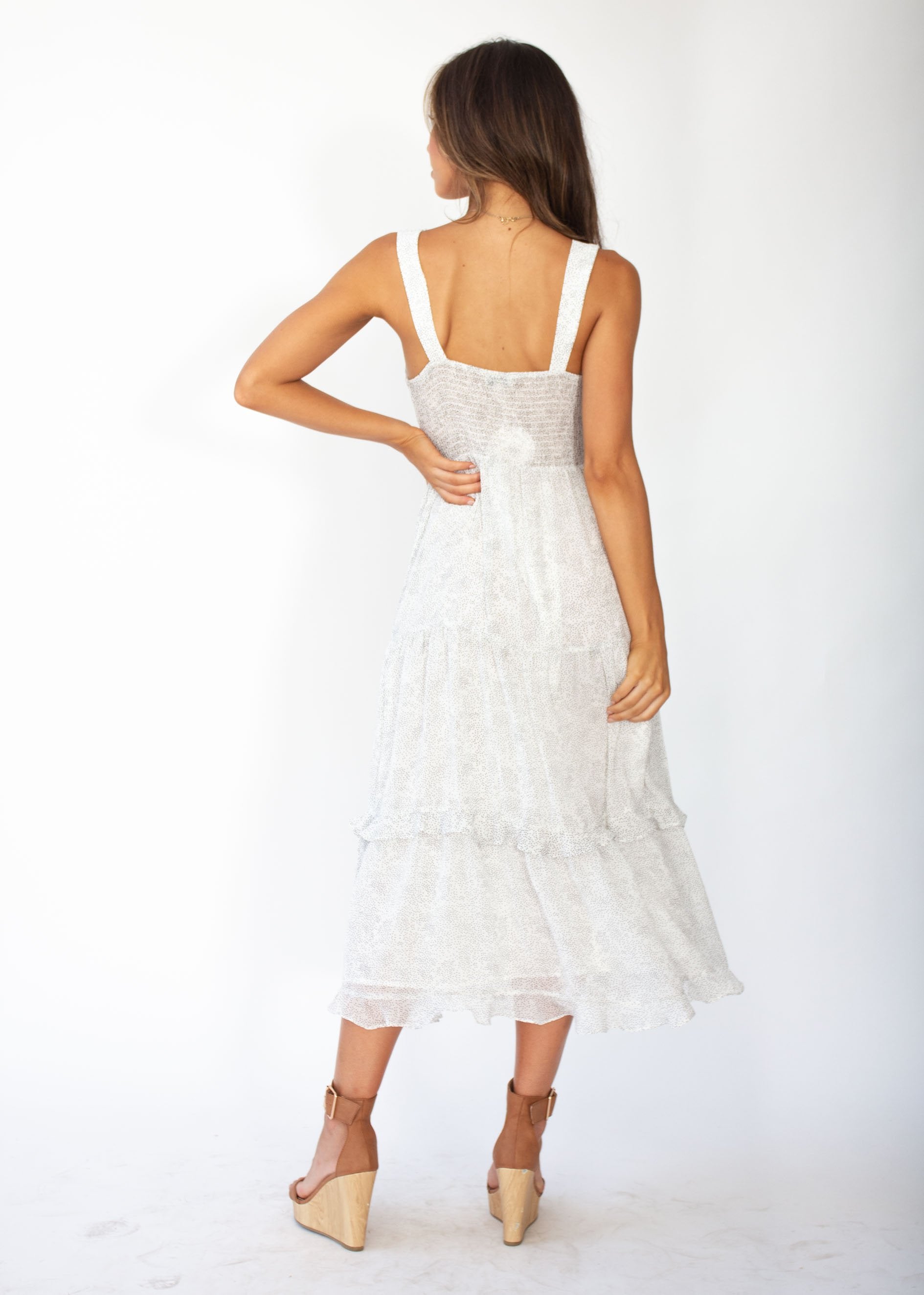 Orlando Midi Dress - White Speck