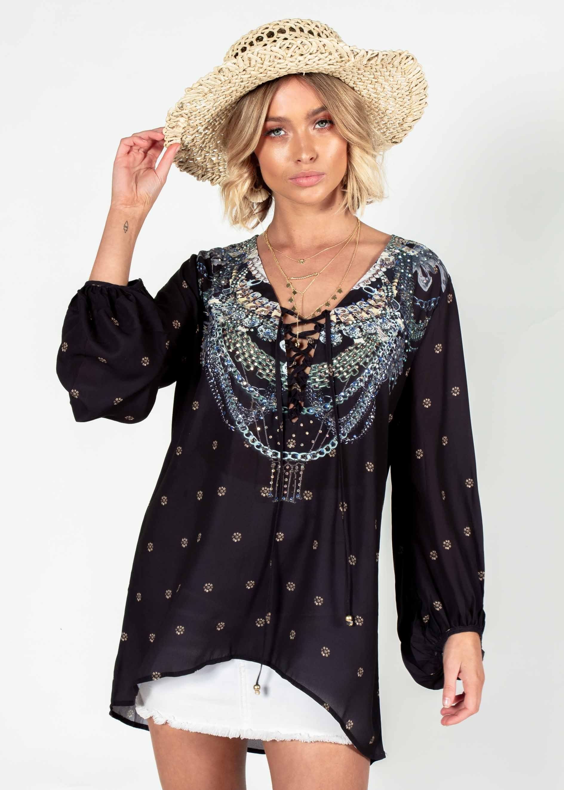 Monteverde Blouse - Black Jewel