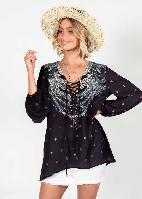 Monteverde Blouse - Black Jewel