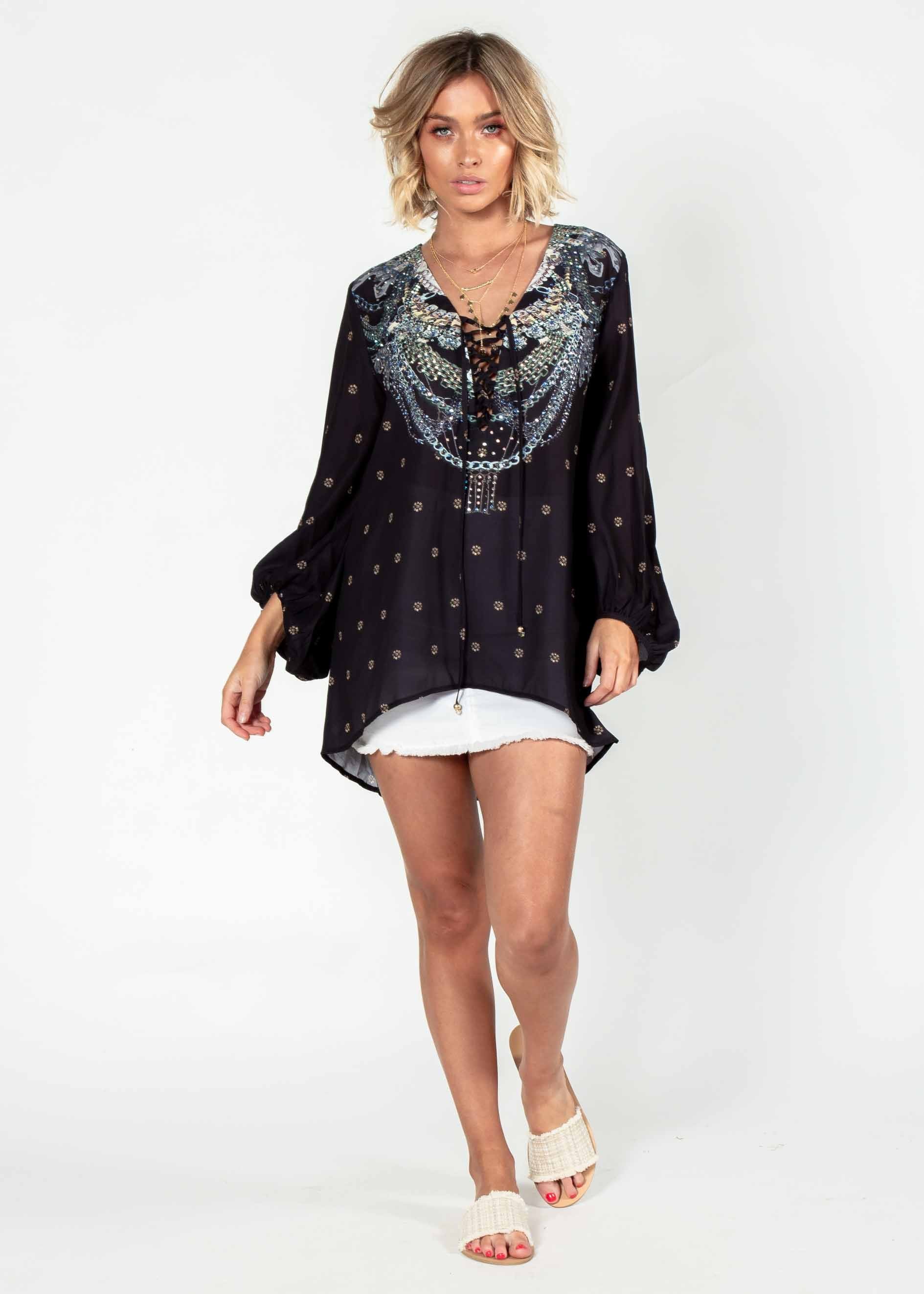 Monteverde Blouse - Black Jewel