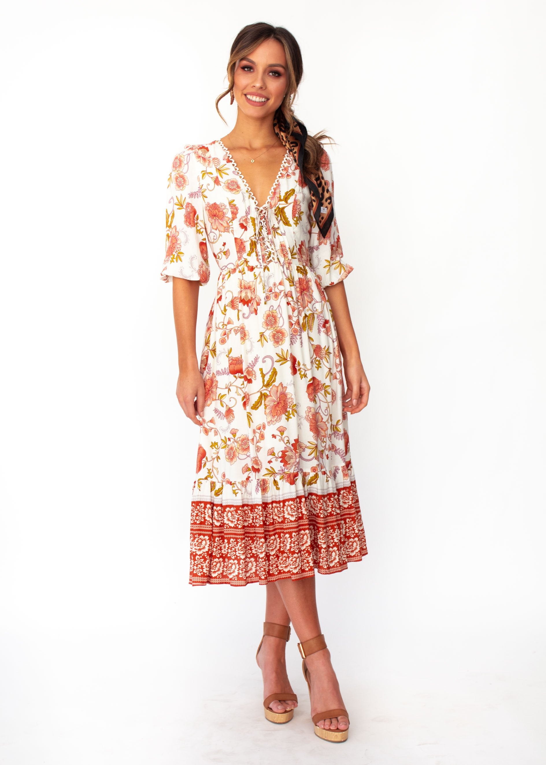 Dream In Colour Midi Dress - Autumn