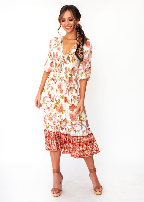 Dream In Colour Midi Dress - Autumn