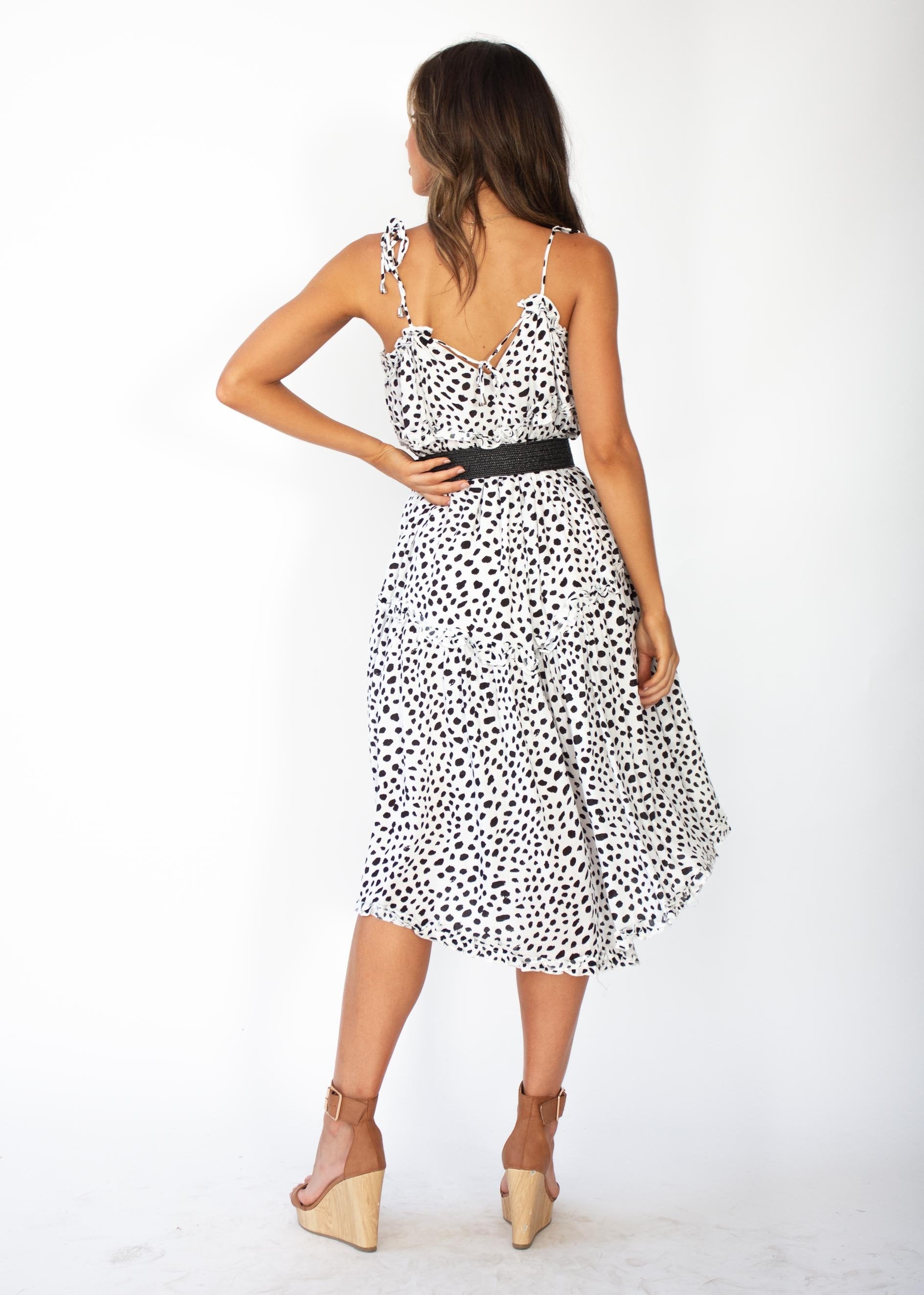Sweet Disposition Midi Dress - White Dot