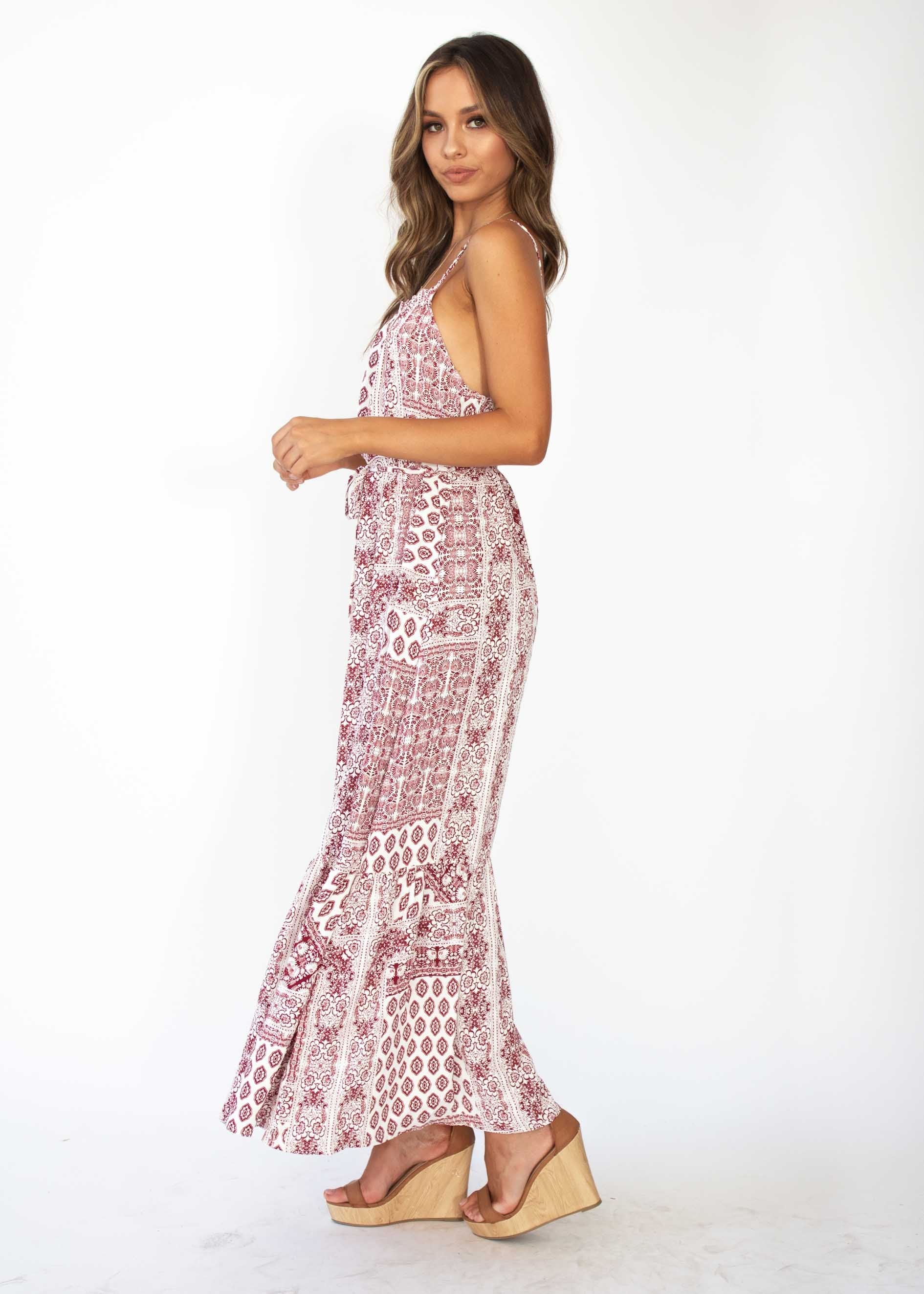 Santorini Maxi Dress - Maroon Paisley