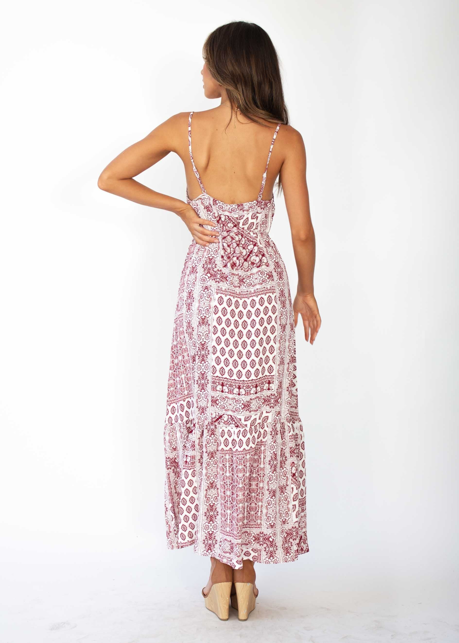 Santorini Maxi Dress - Maroon Paisley