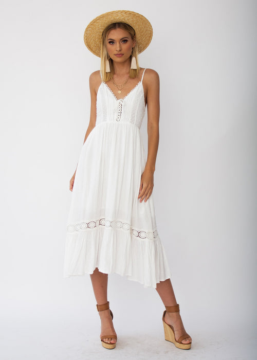 Nightingale Midi Dress - White