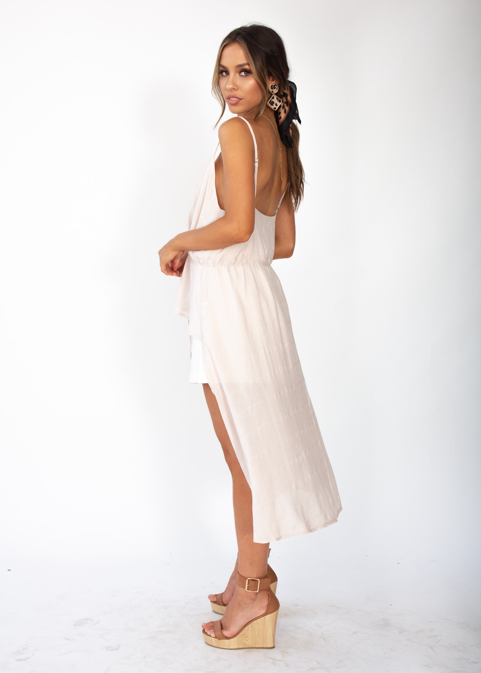 Fly Away Hi-Low Singlet Top - Blush